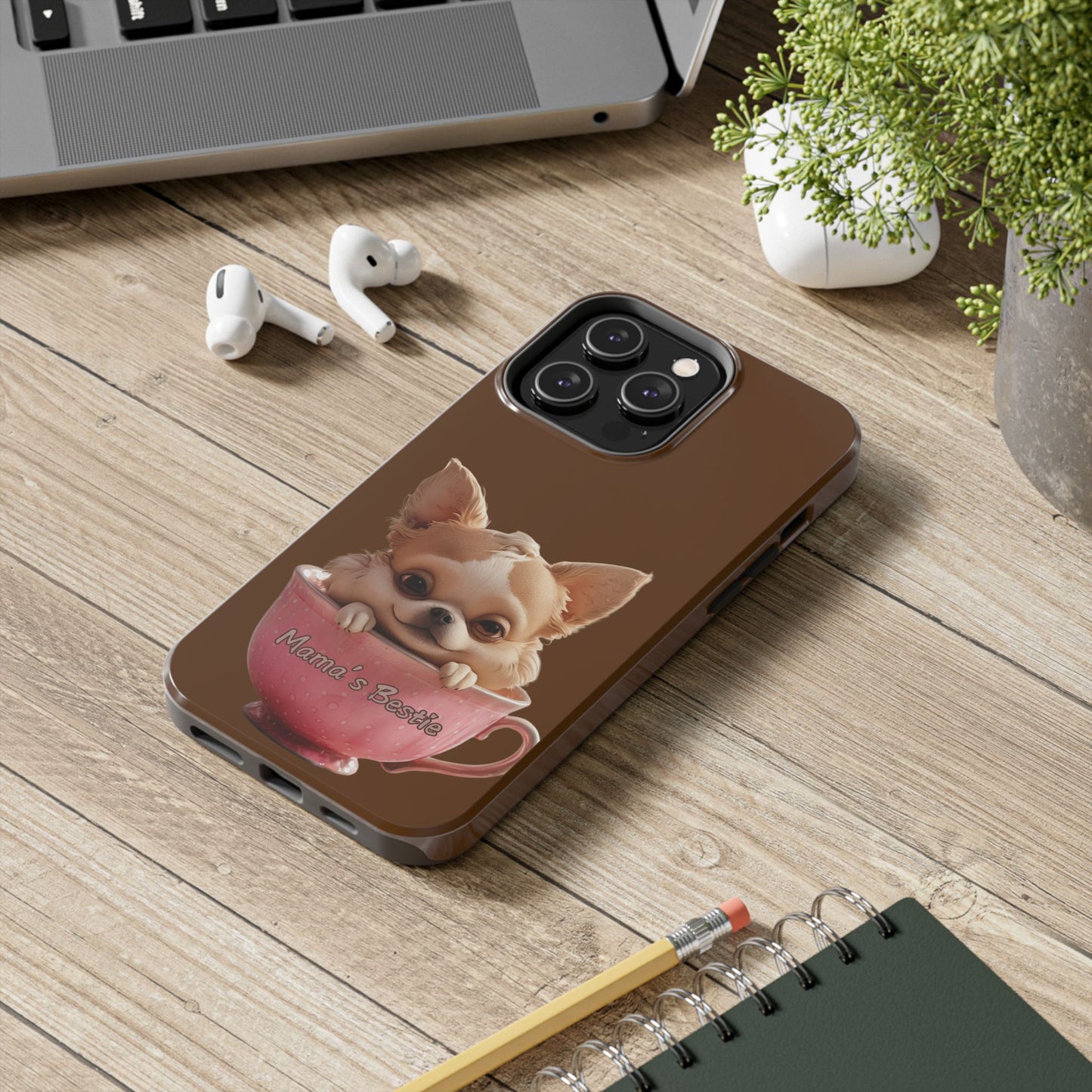 Cute Chihuahua Tough Phone Case - 'Mama's Bestie' Design