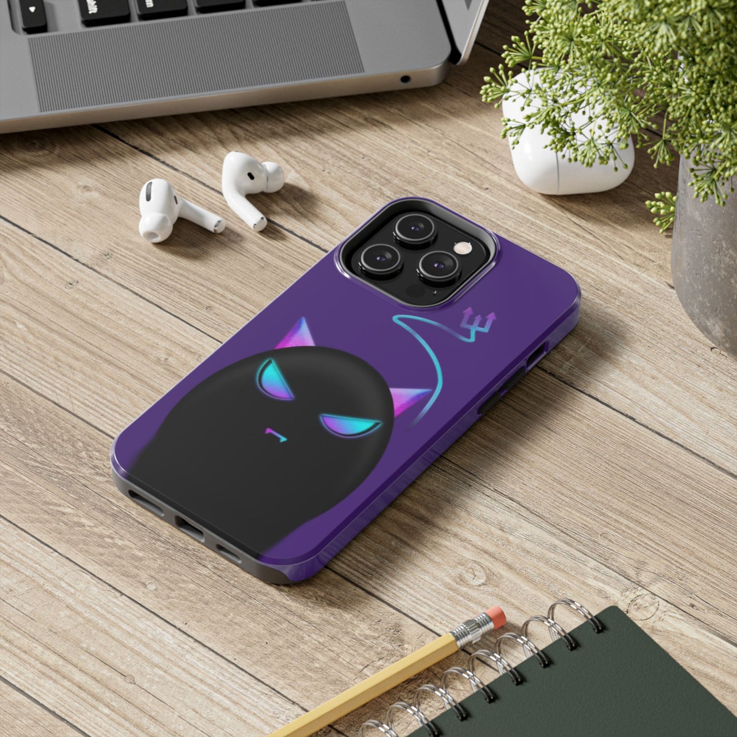 Demonic Cat Tough Phone Case - Cute & Edgy Phone Protection for Cat Lovers
