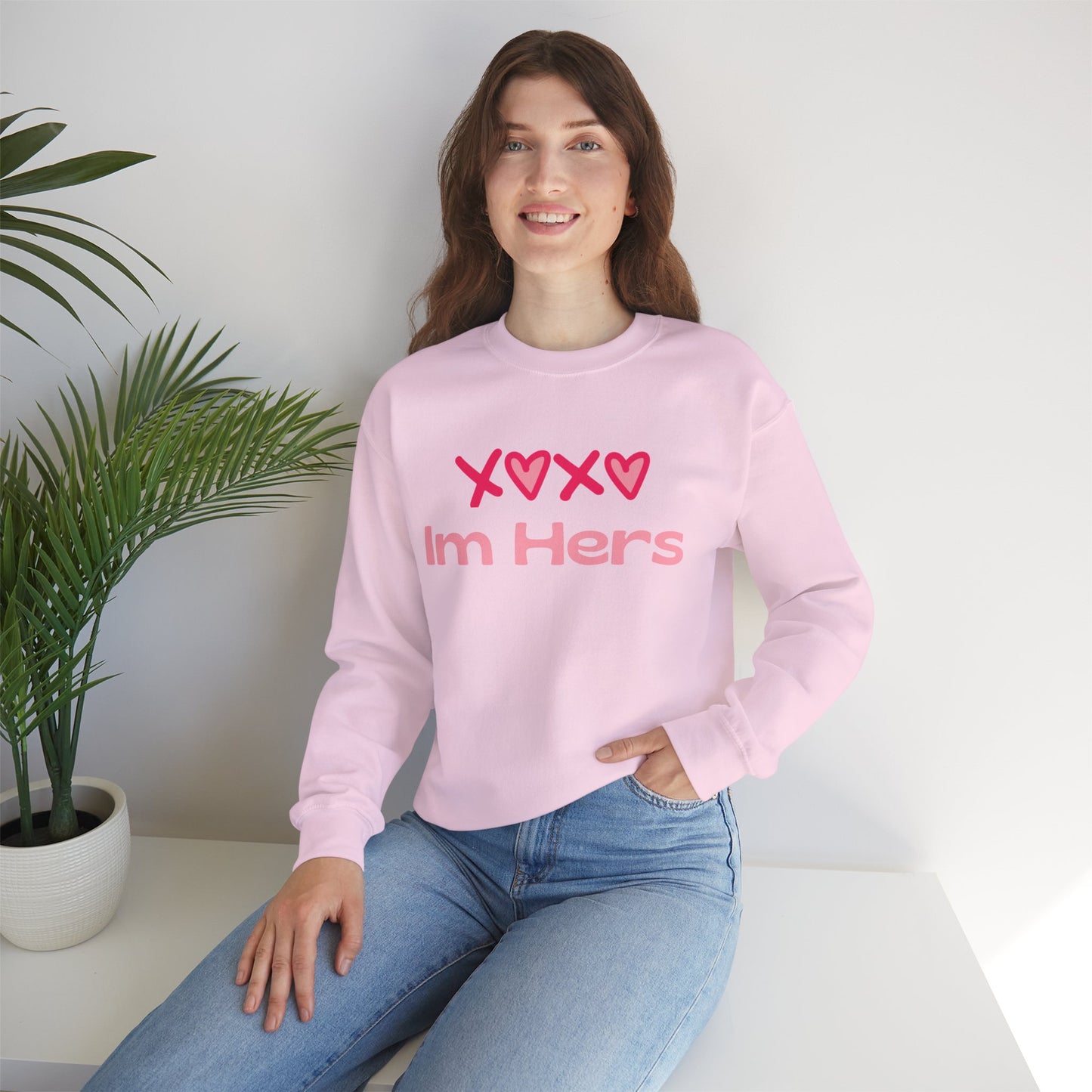 "XOXO ‘I’m His’ Crewneck Sweatshirt – Romantic Unisex Pullover | Cozy Valentine’s Day & Everyday Love Apparel"