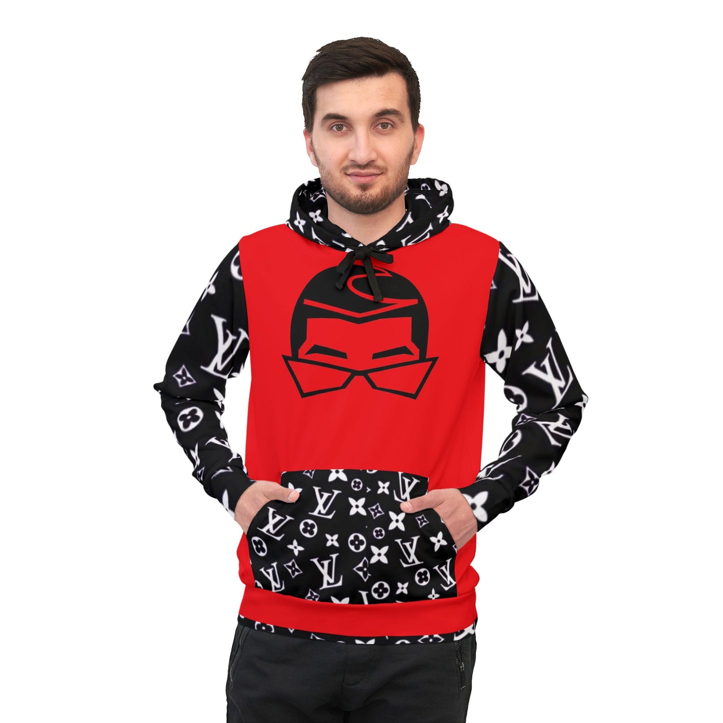 π€ Bold Red & Black Inspired Hoodie β Artist Badd Bunny Graphic Design for Music & Streetwear Fans