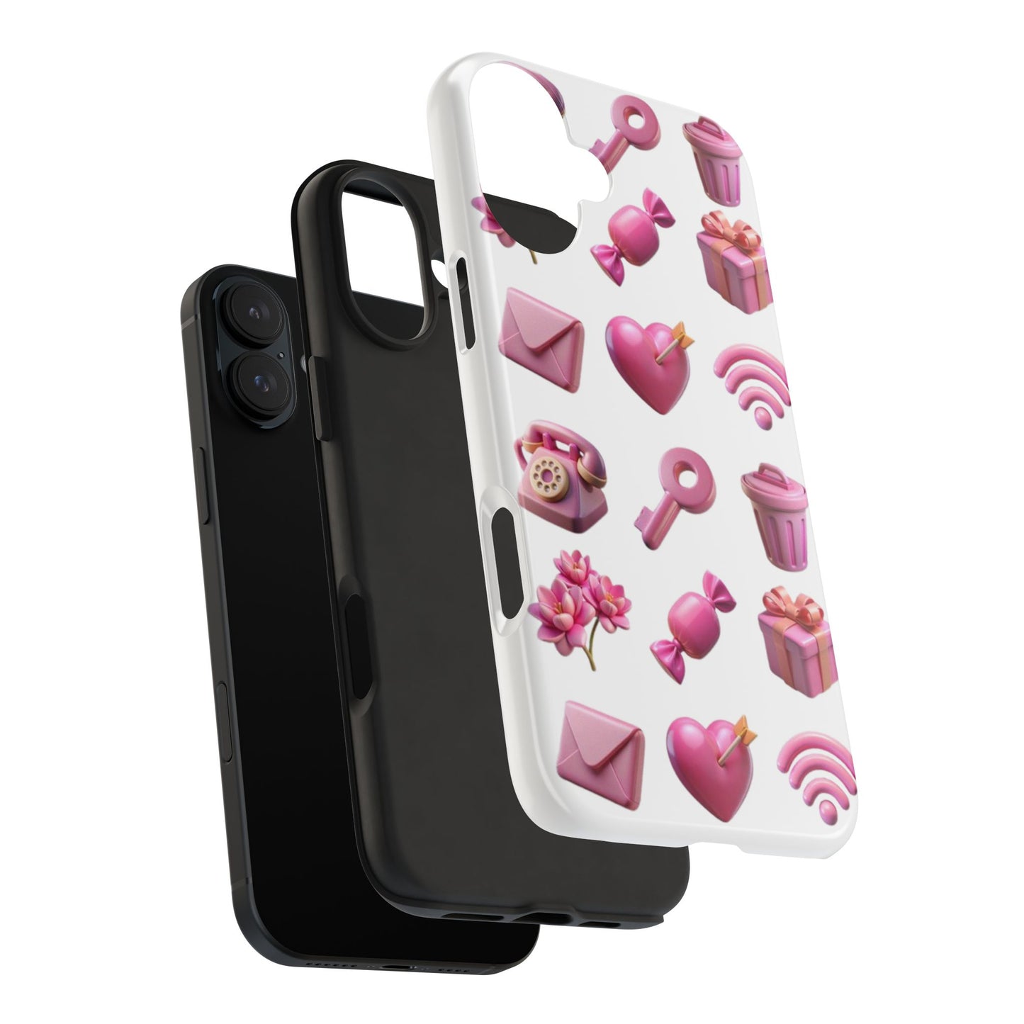Cute and Colorful Tough Phone Case - Pink Emojis Design