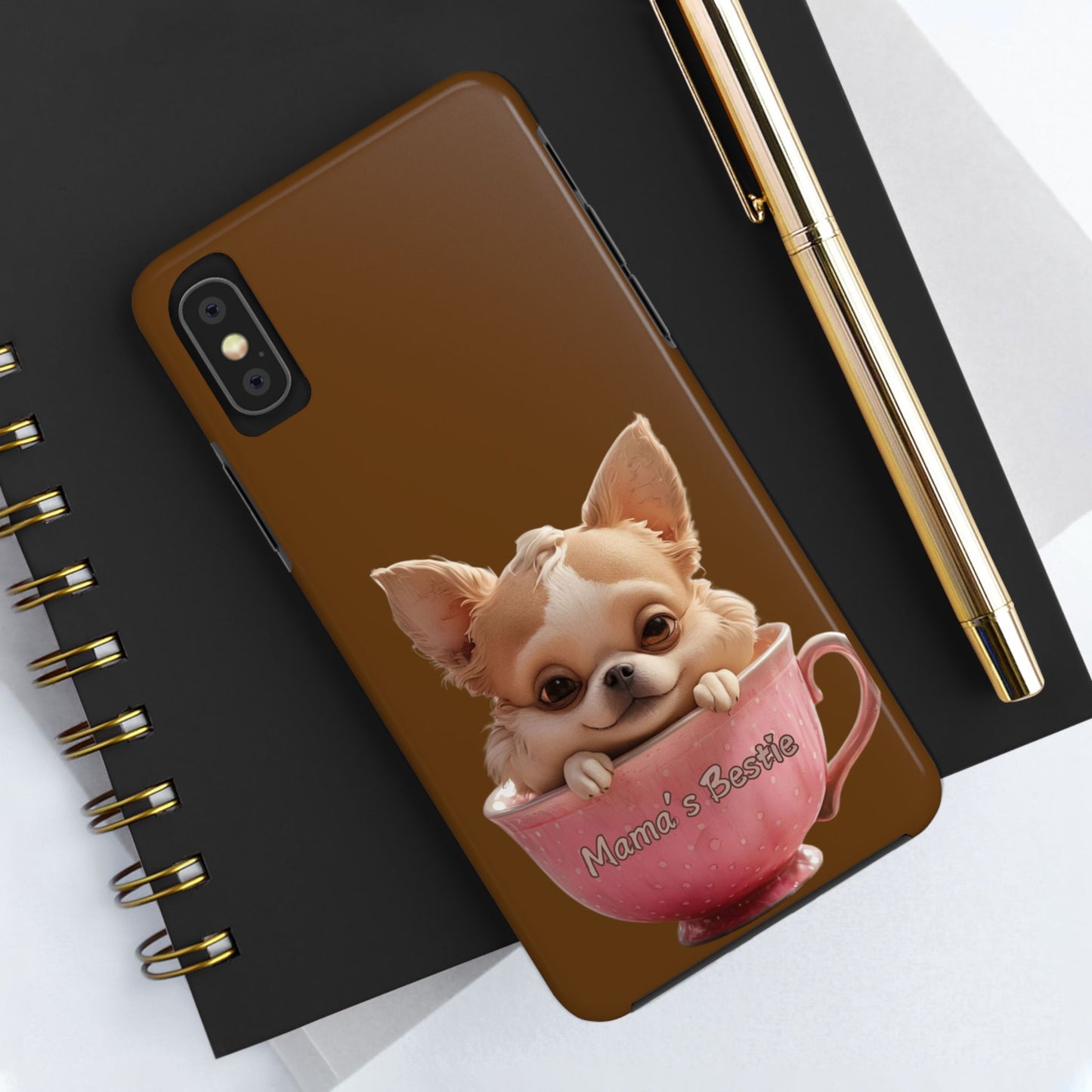 Cute Chihuahua Tough Phone Case - 'Mama's Bestie' Design