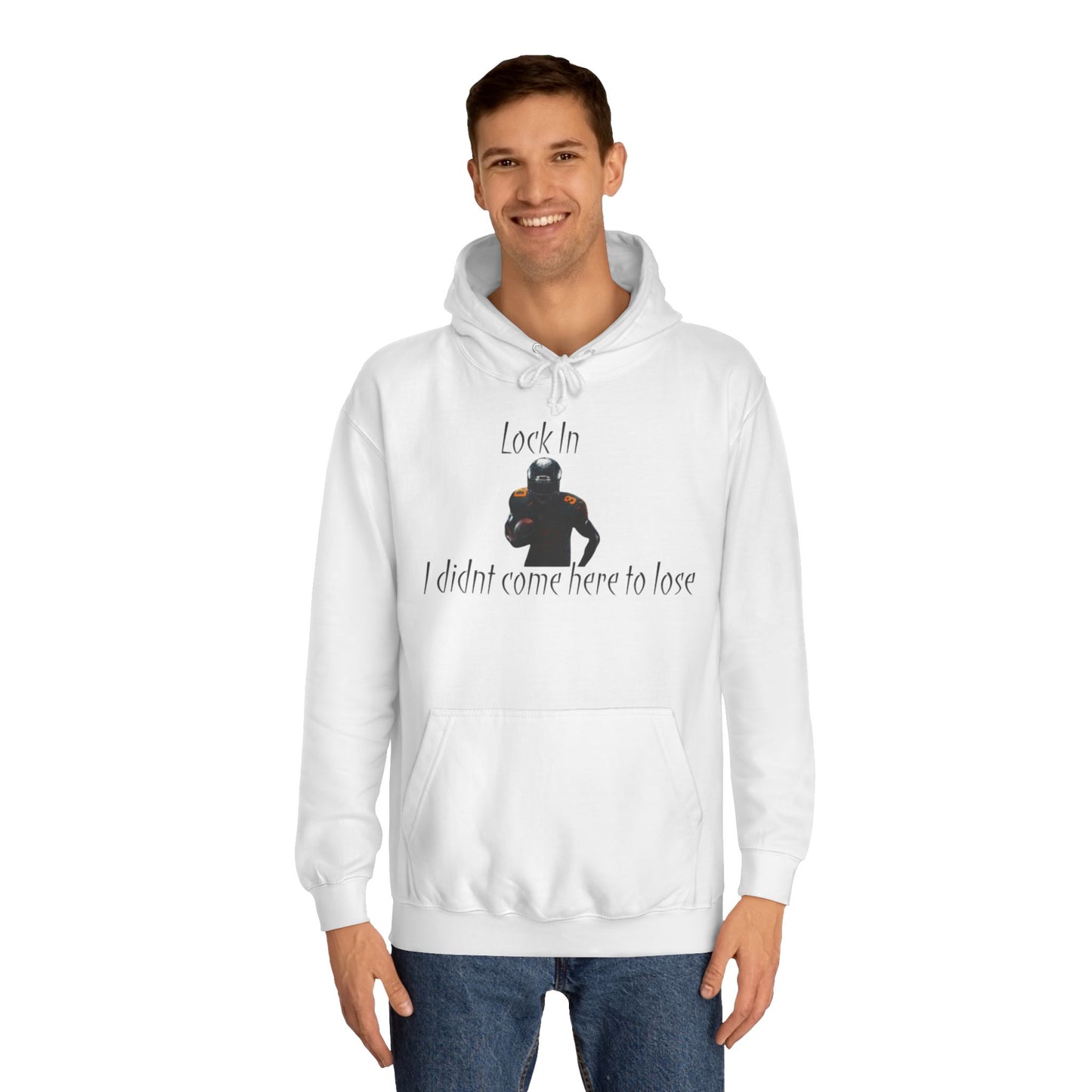 Glacier White Men’s NFL Hoodie – "Lock In" Football Edition Sweatshirt with Drawstrings & Kangaroo Pocket