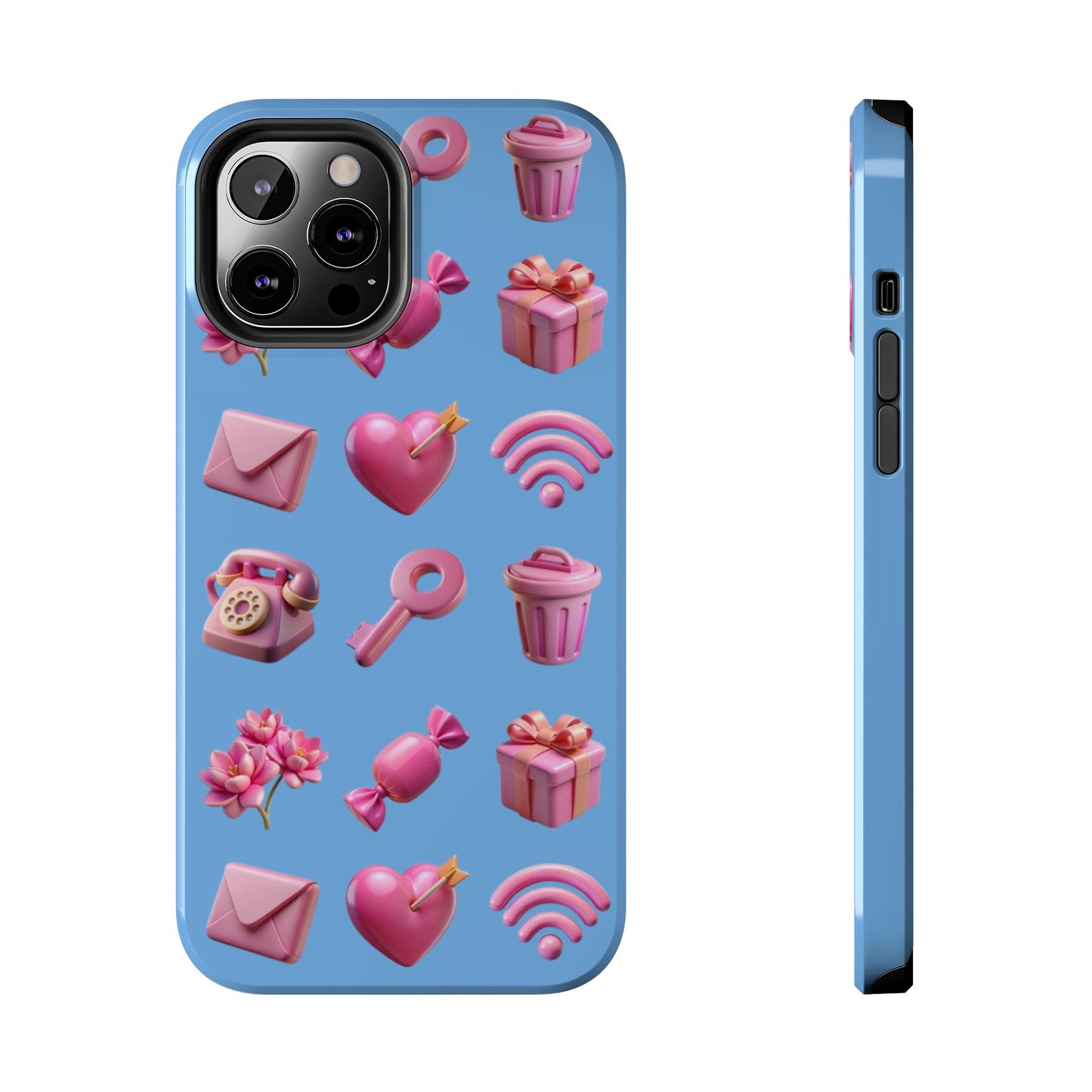 Cute and Colorful Tough Phone Case - Pink Emojis Design