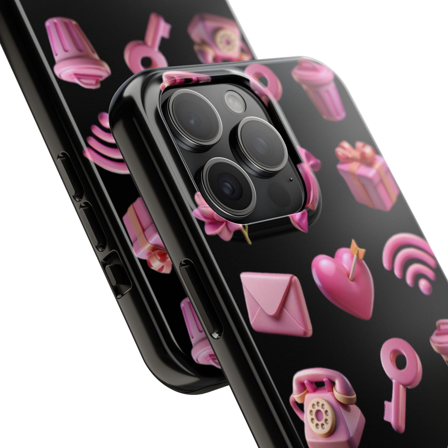 Cute and Colorful Tough Phone Case - Pink Emojis Design