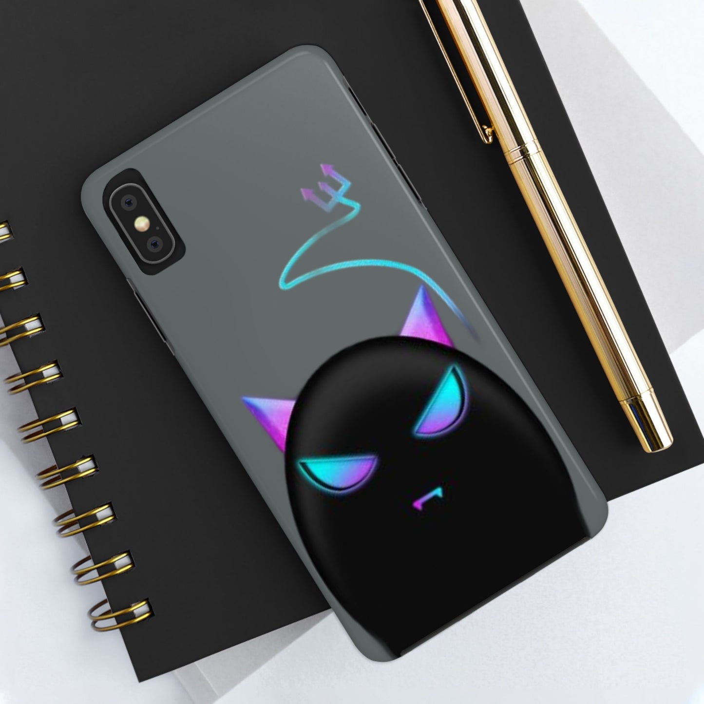 Demonic Cat Tough Phone Case - Cute & Edgy Phone Protection for Cat Lovers