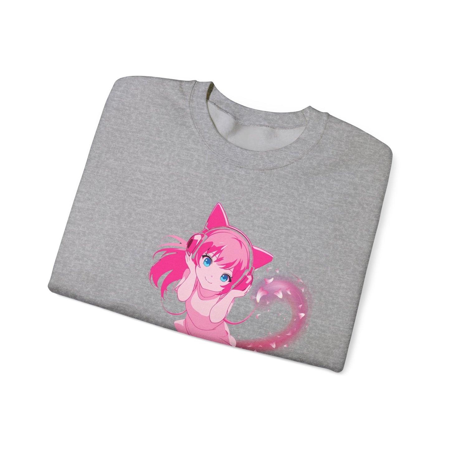 Obsidian Black Self-Love Sweatshirt – Adorable Pink Anime Character Crewneck