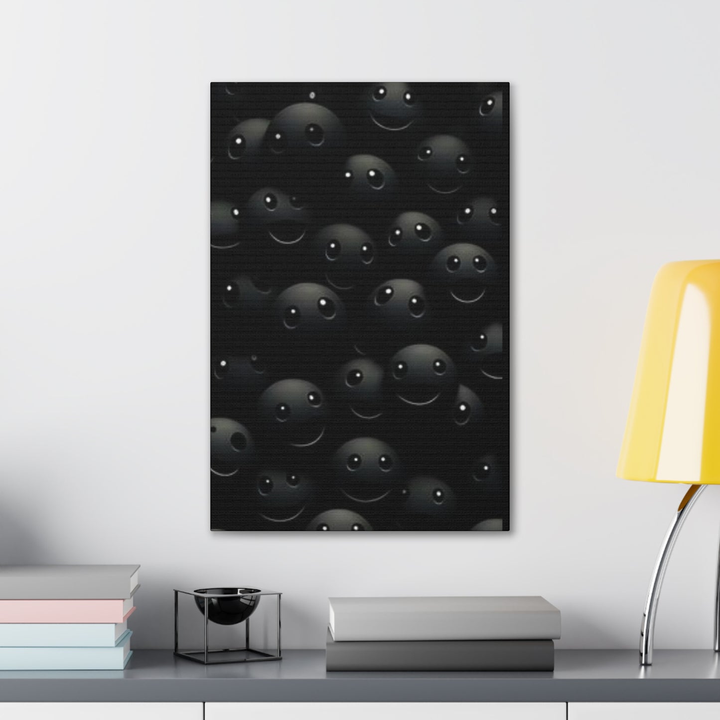 😊 Smiley Face Canvas Gallery Wraps – Fun Black Wall Art for Kids' Rooms & Playrooms – Brighten Up Your Space