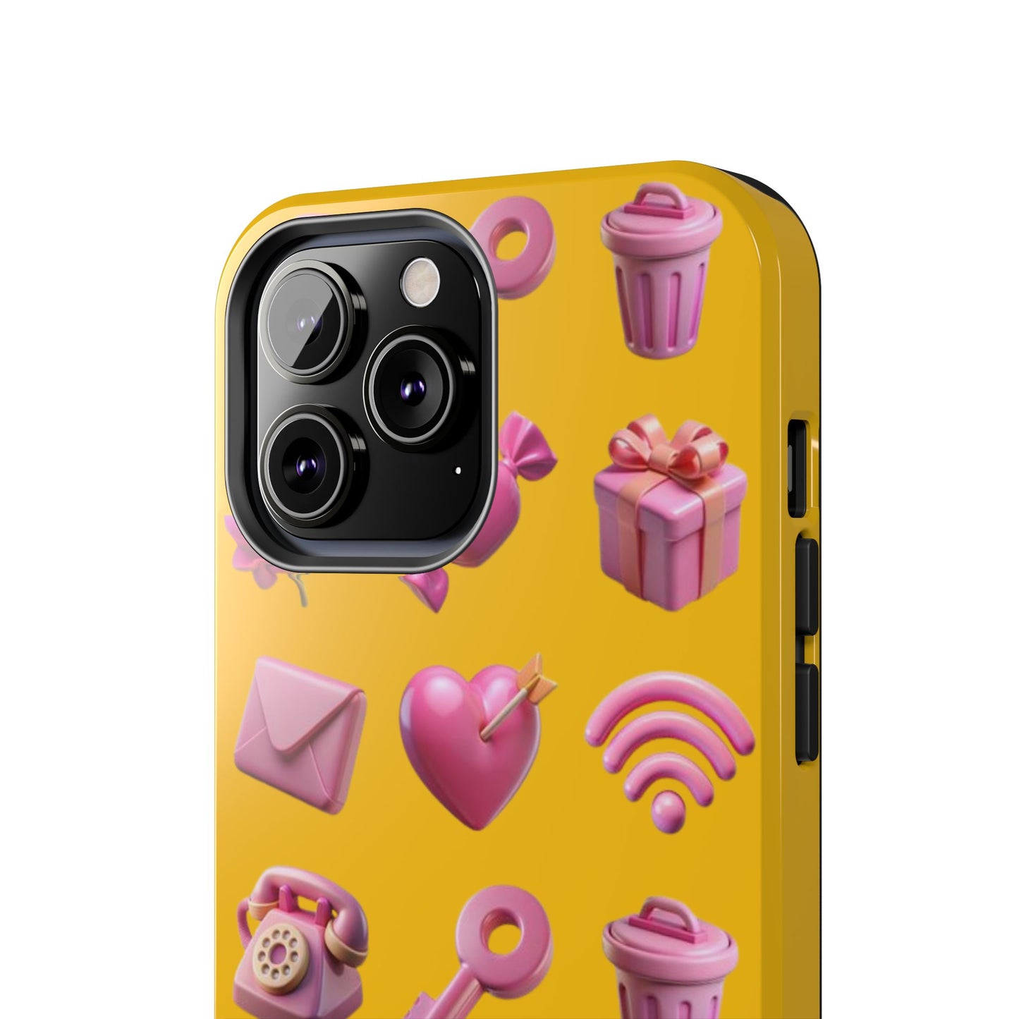 Cute and Colorful Tough Phone Case - Pink Emojis Design