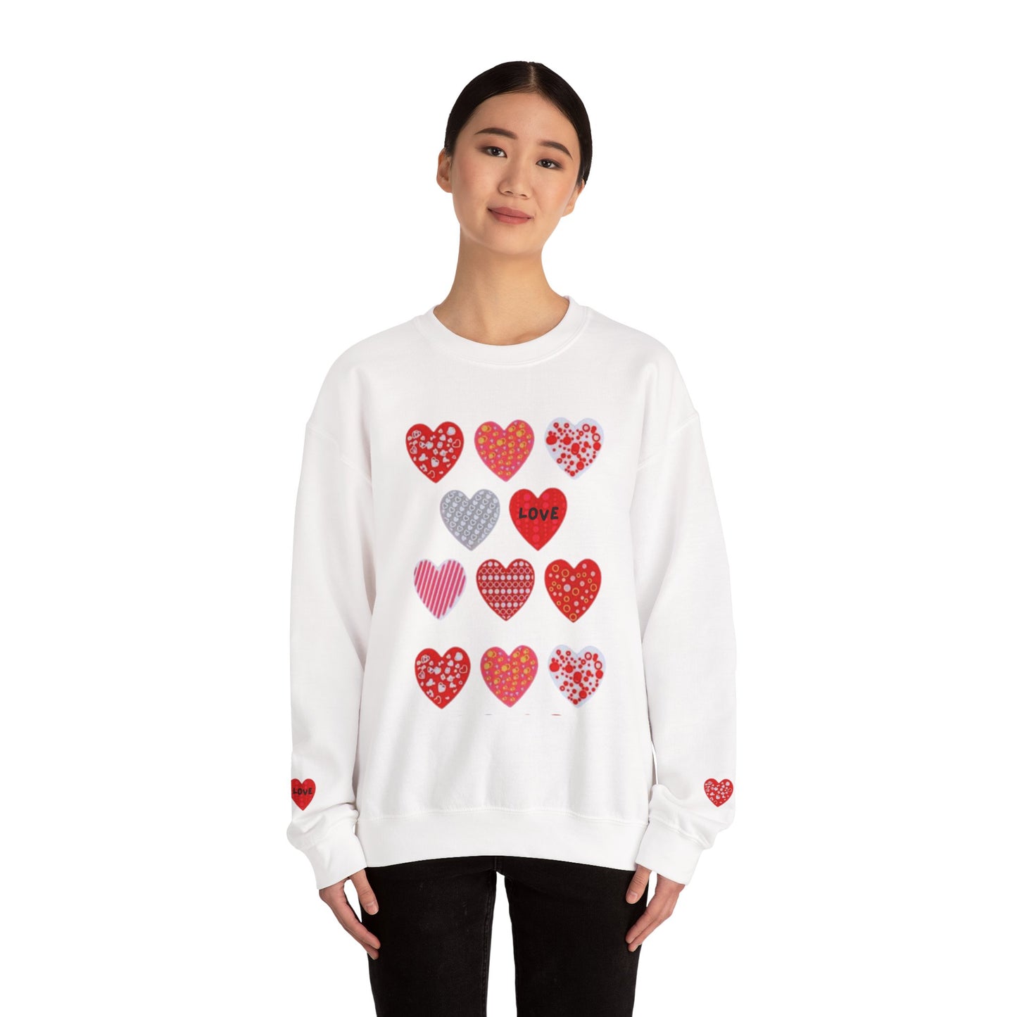 Ivory Cloud White Sweatshirt for Women – Love Hearts Cozy Everyday Sweater