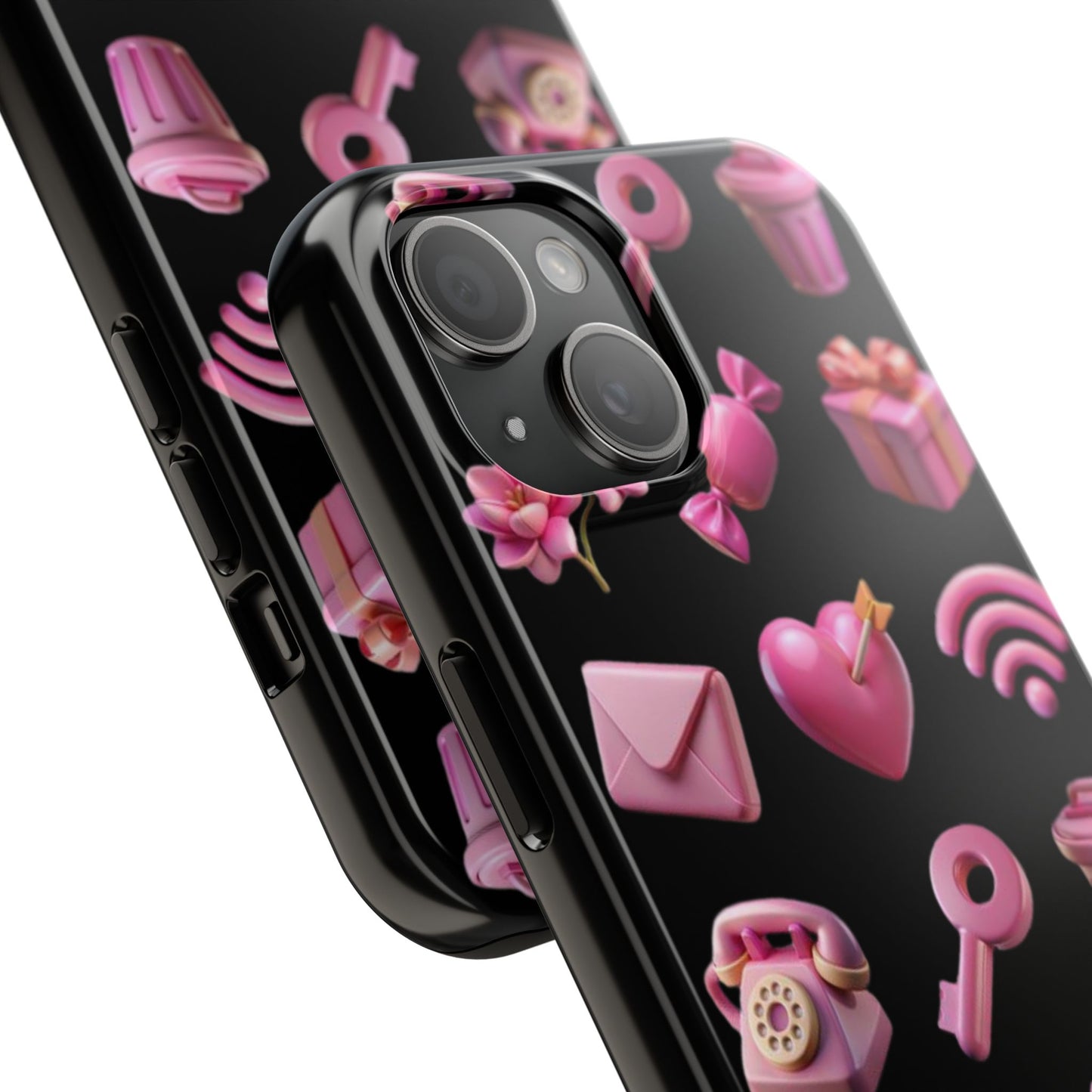 Cute and Colorful Tough Phone Case - Pink Emojis Design
