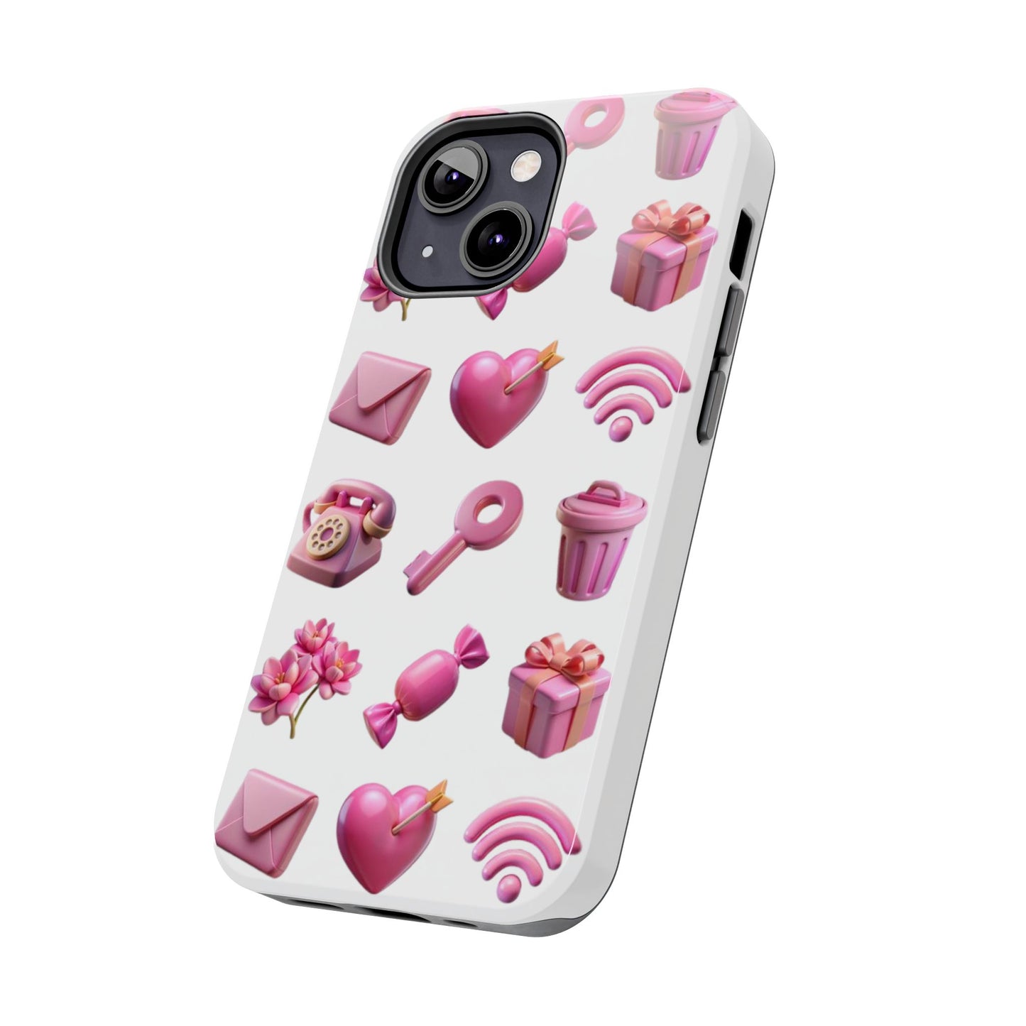 Cute and Colorful Tough Phone Case - Pink Emojis Design