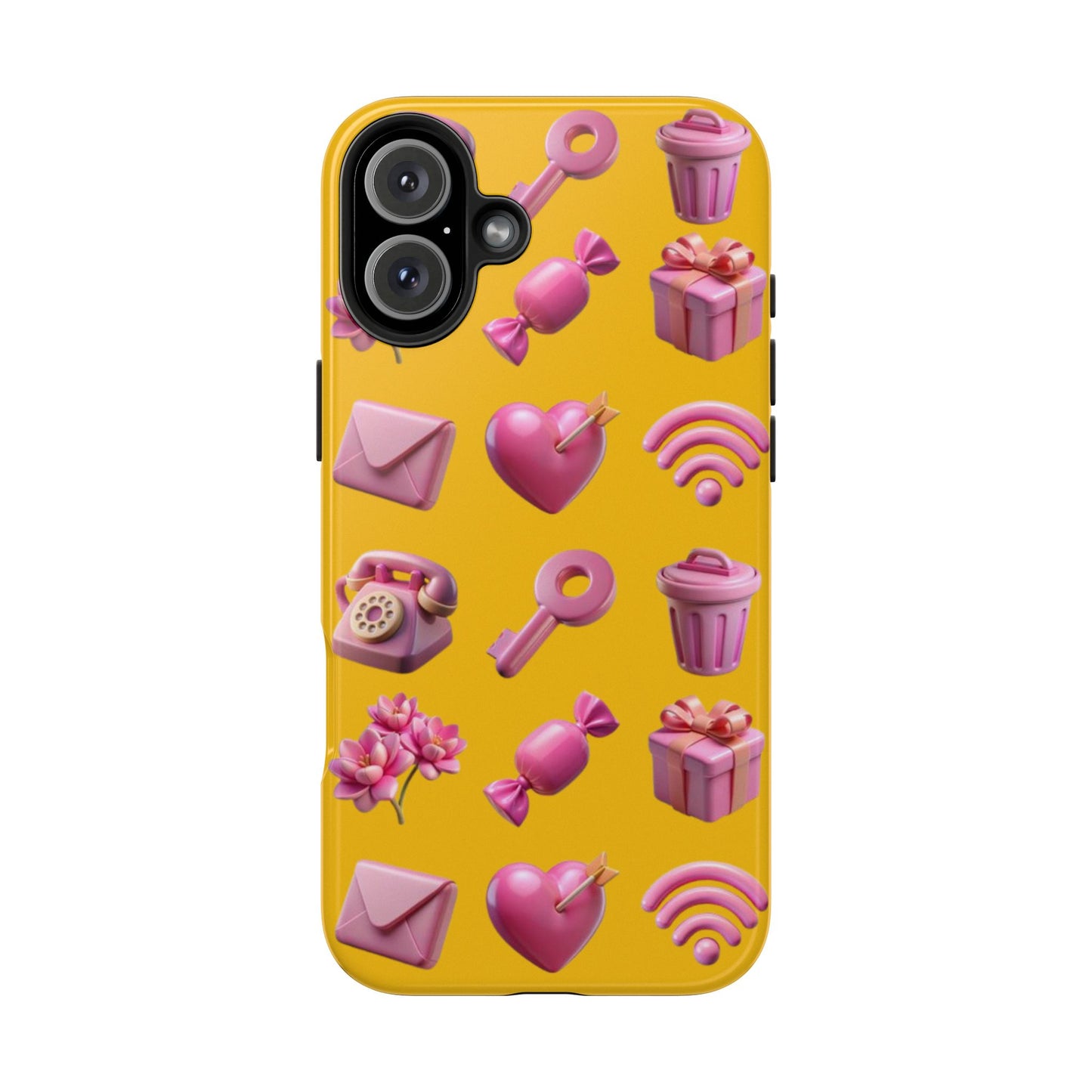 Cute and Colorful Tough Phone Case - Pink Emojis Design