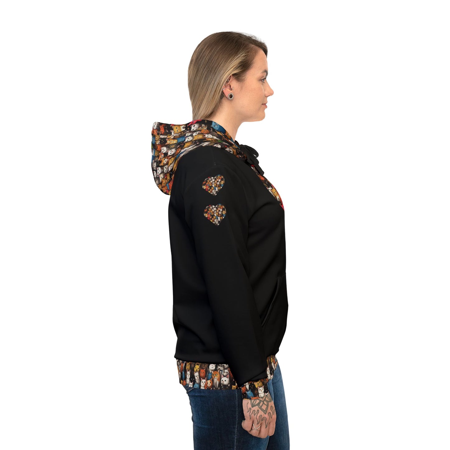 πΎ Heartfelt Animal Print Athletic Hoodie β Sleek Black Hoodie for Pet Lovers & Animal Enthusiasts π€β¨