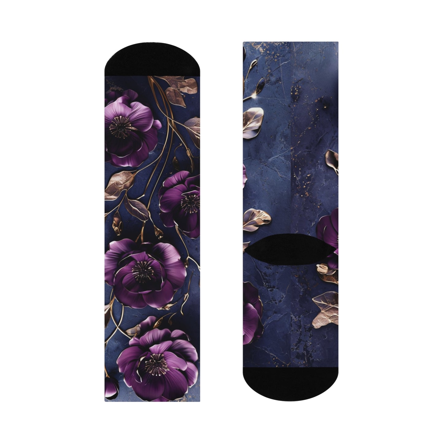 Cushioned Crew Socks Antique Purple Roses