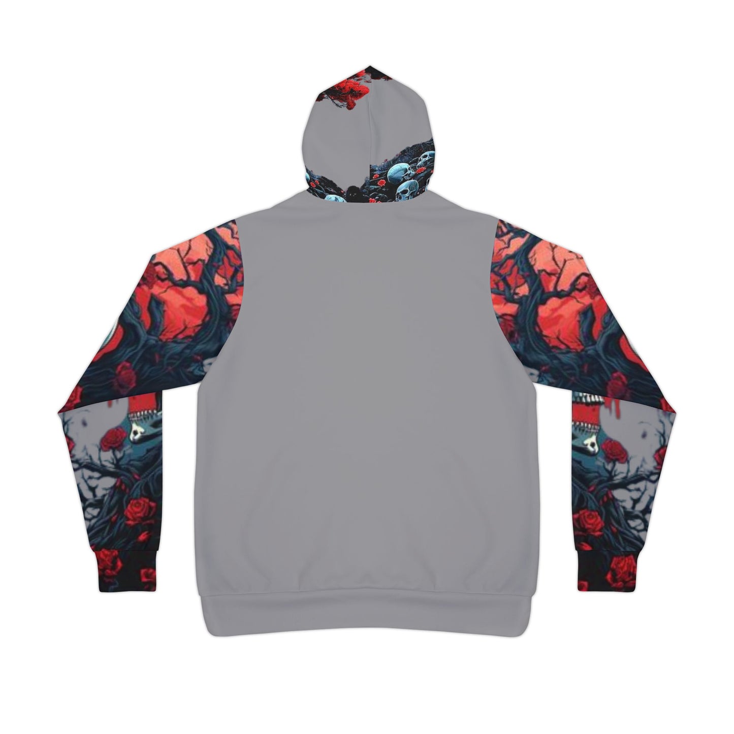 💀 Grey Hoodie – Bold Blue Skulls Graphic Streetwear Sweatshirt