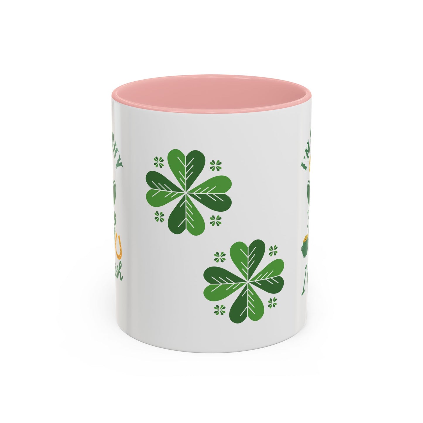 "Funny St. Patrick's Day Coffee Mug – 'I'm So Lucky I'm Irish' with Cowboy, Pot of Gold & Horseshoe Design"