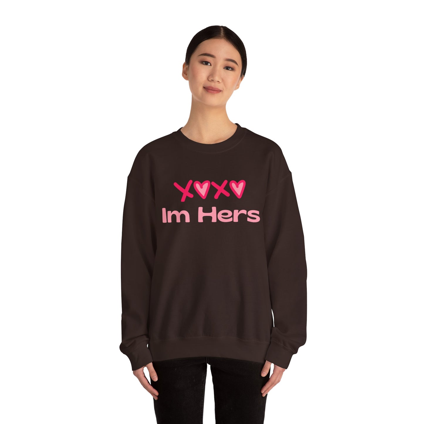 "XOXO ‘I’m His’ Crewneck Sweatshirt – Romantic Unisex Pullover | Cozy Valentine’s Day & Everyday Love Apparel"