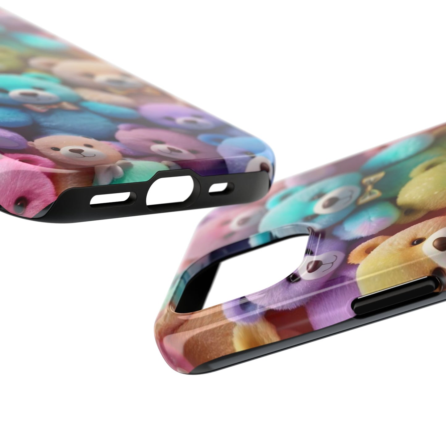 "Cute Teddy Bear Tough Phone Case – Colorful Plush-Inspired Protective Cover for iPhone & Android"