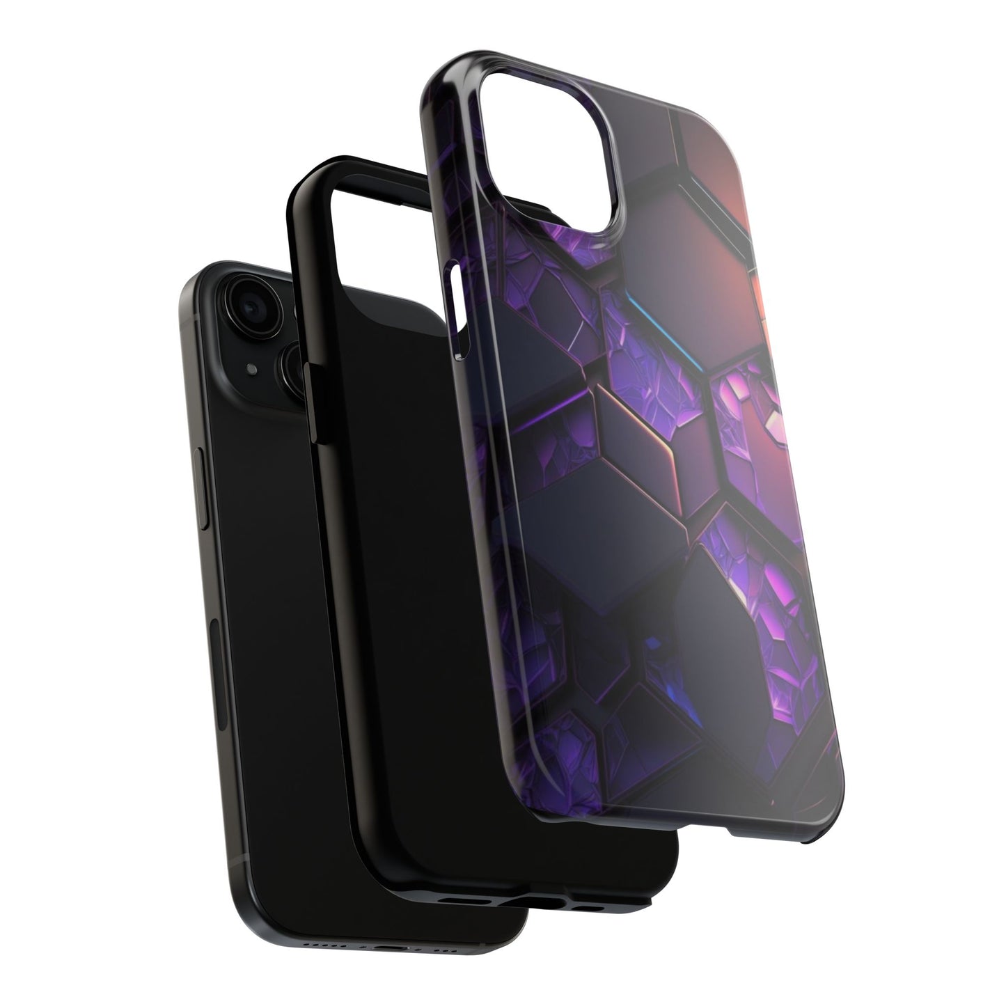 Hexagonal Tough Phone Case - Vibrant Protective Design for Tech Enthusiasts