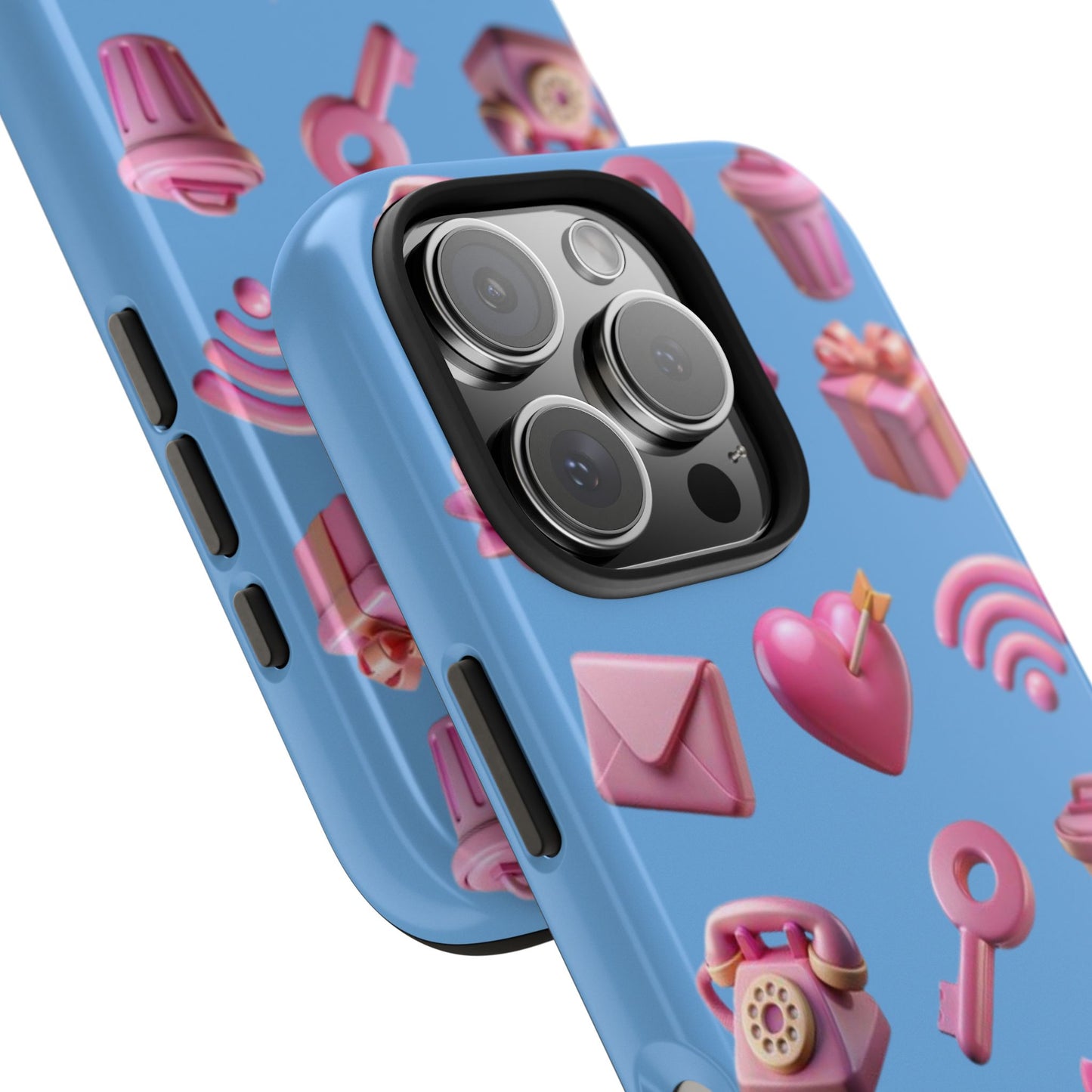 Cute and Colorful Tough Phone Case - Pink Emojis Design
