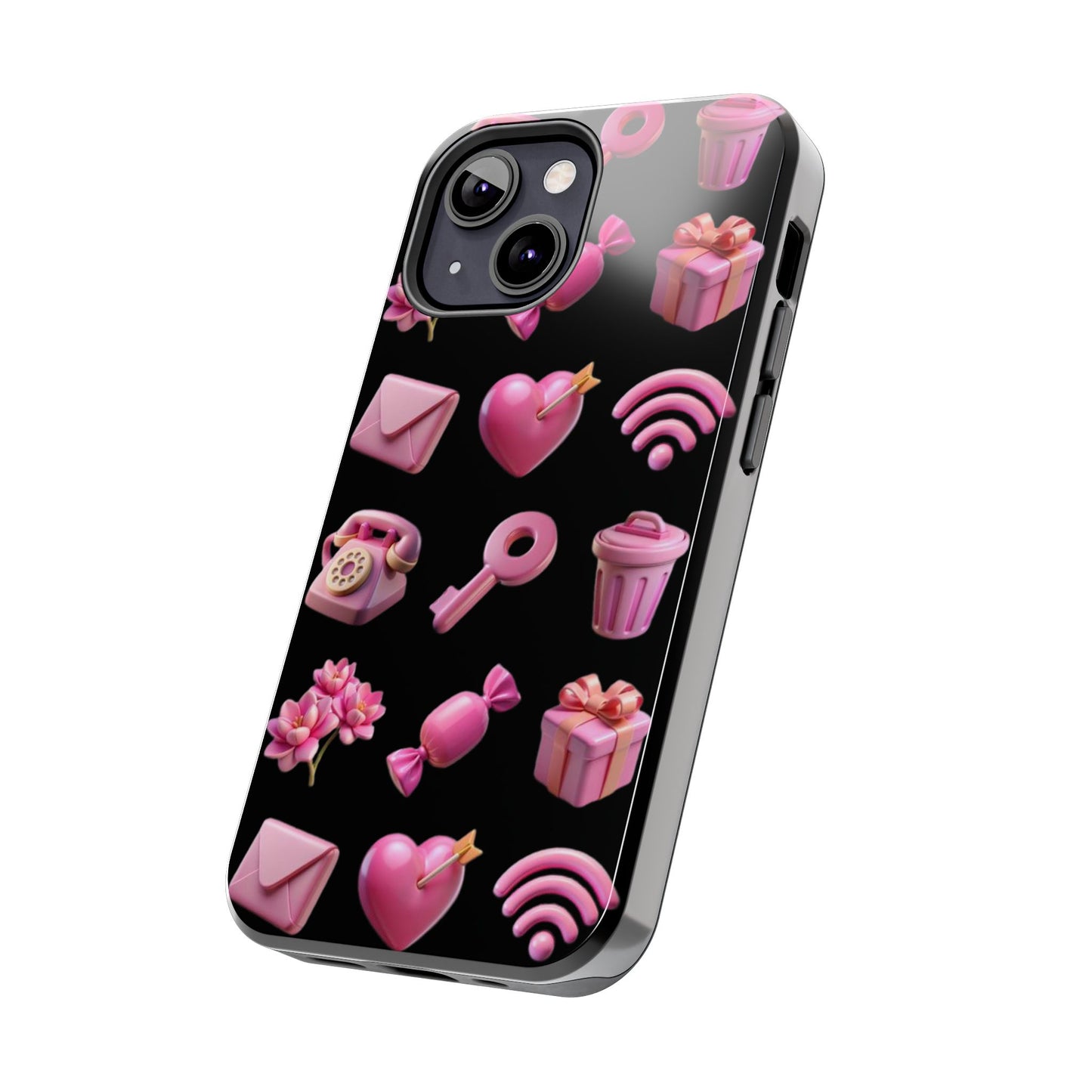 Cute and Colorful Tough Phone Case - Pink Emojis Design