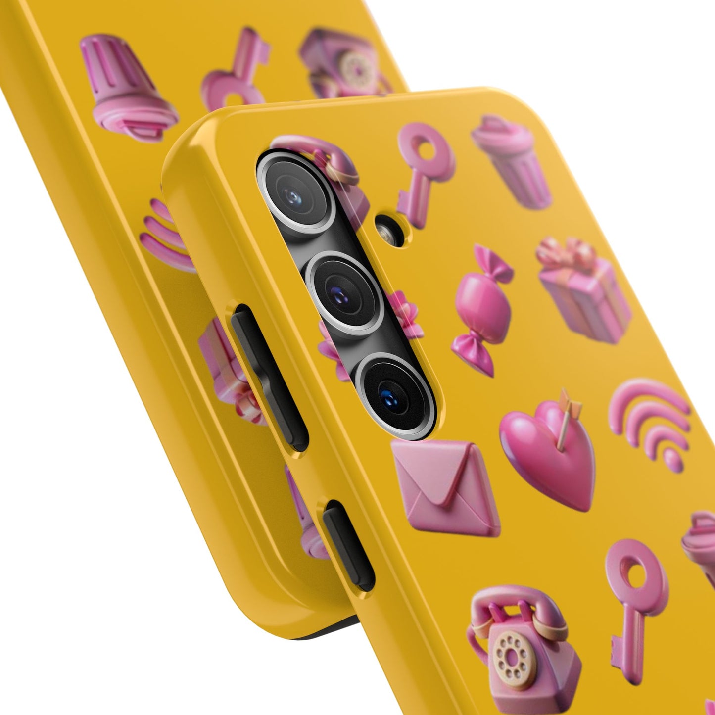 Cute and Colorful Tough Phone Case - Pink Emojis Design