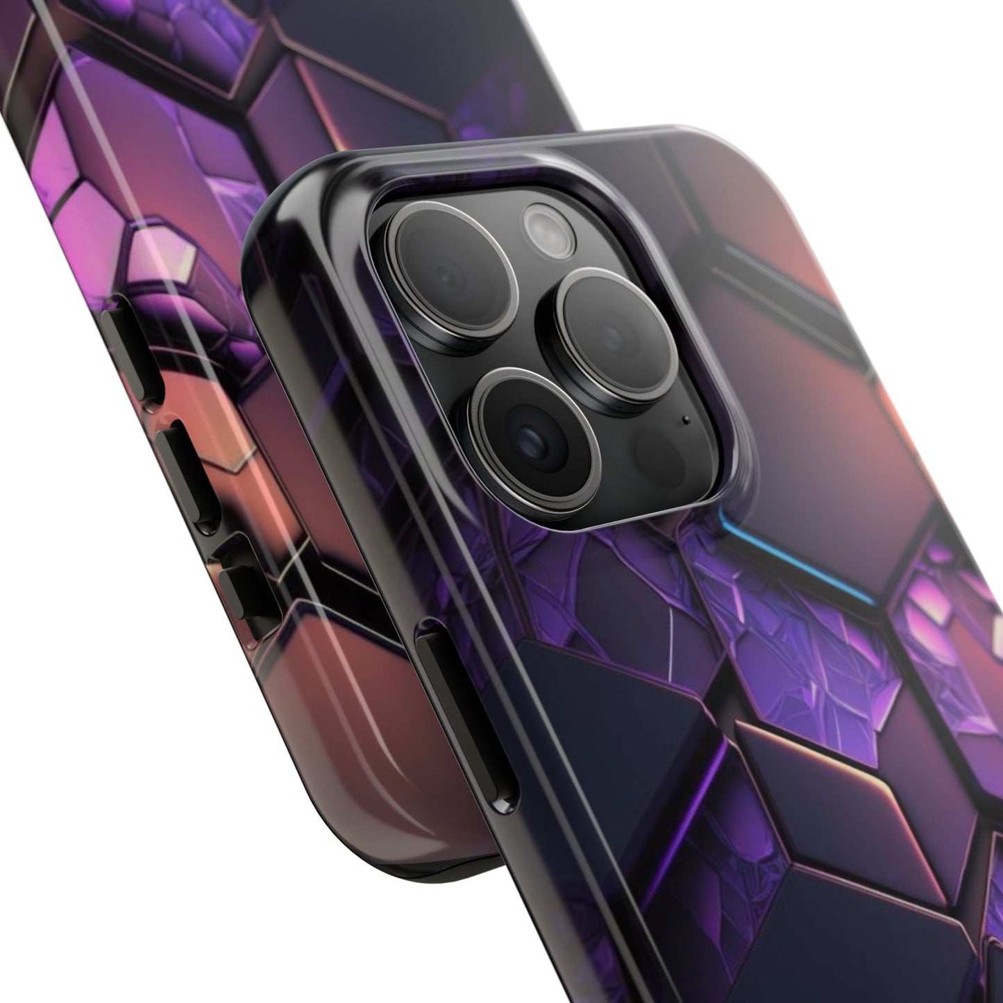 Hexagonal Tough Phone Case - Vibrant Protective Design for Tech Enthusiasts
