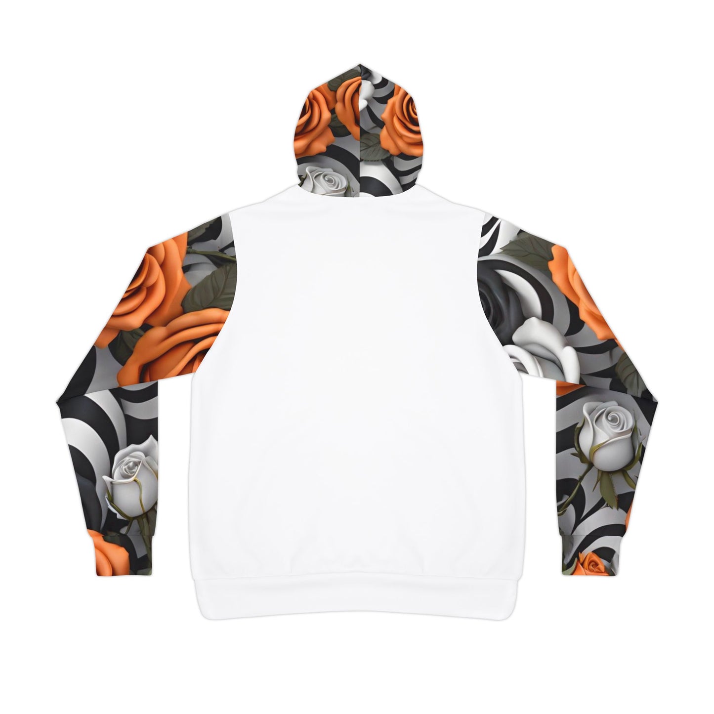 Floral White Hoodie - Stylish With Orange & Grey Rose Design
