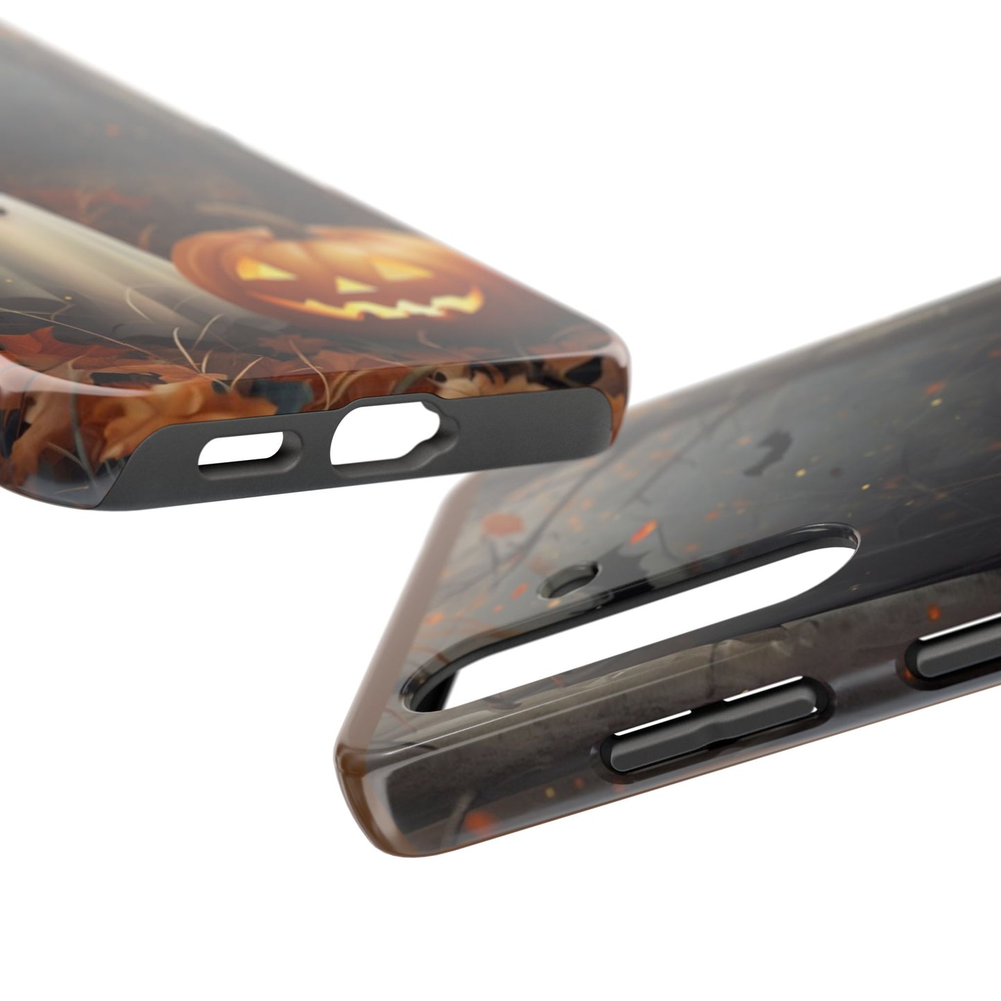 Spooky Halloween Phone Case - Tough Protective Cover with Ghost and Pumpkin Design
