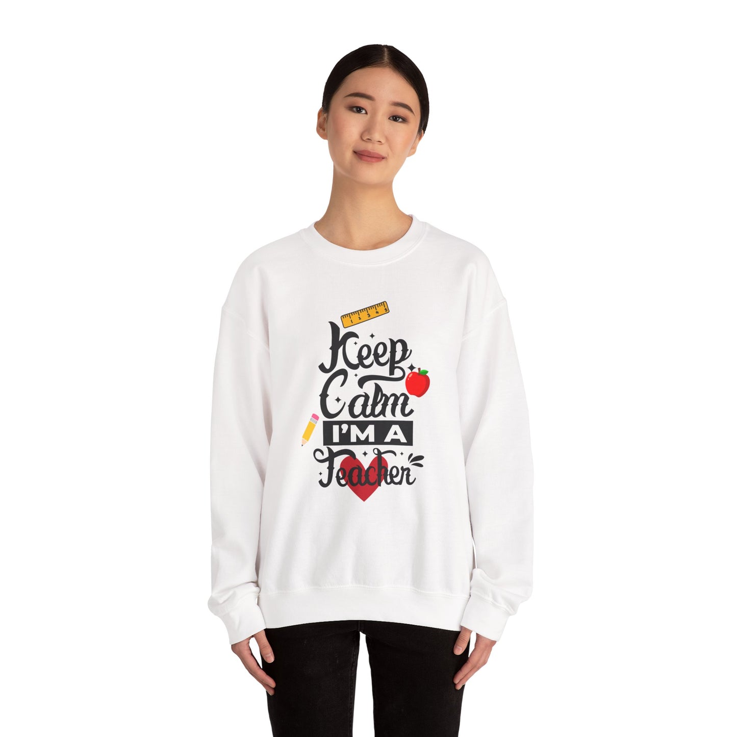 Chalkboard Calm Baby Blue Sweatshirt for Women – Keep Calm I'm a Teacher Appreciation Crew