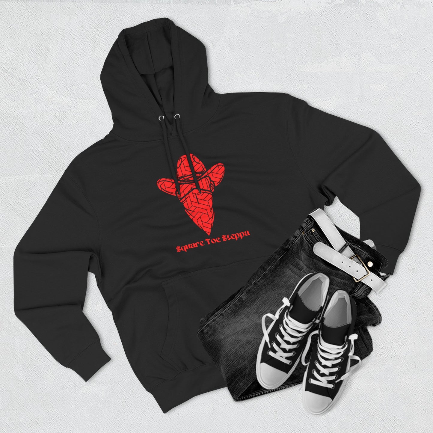Saddle Brown Men’s Hoodie – "Square Toe Steppa" Western Cowboy with Drawstrings & Kangaroo Pocket