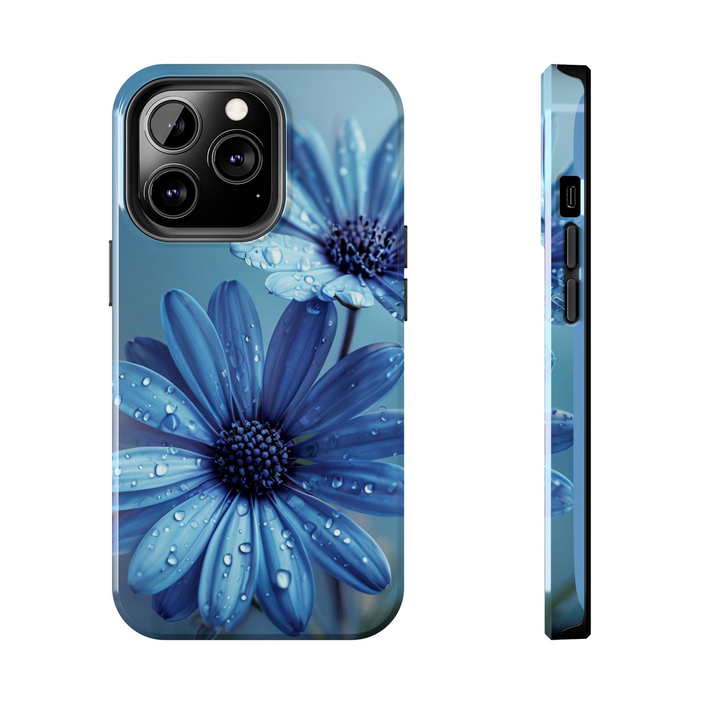 Blue Floral Tough Phone Case - Durable & Stylish Protection
