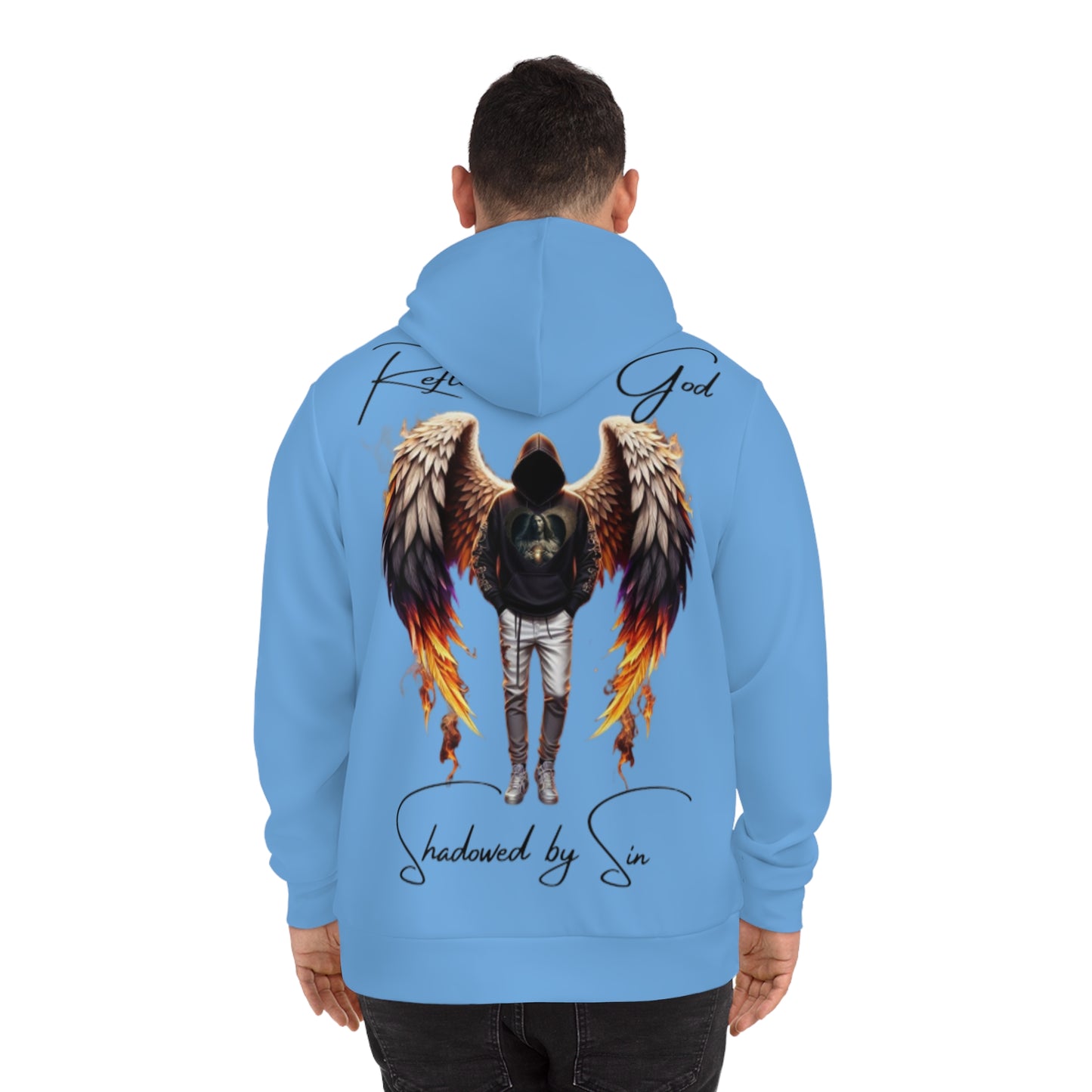 Sky Mist Blue Hoodie for Men– Divine Light Inspired Spiritual Reflection Wear