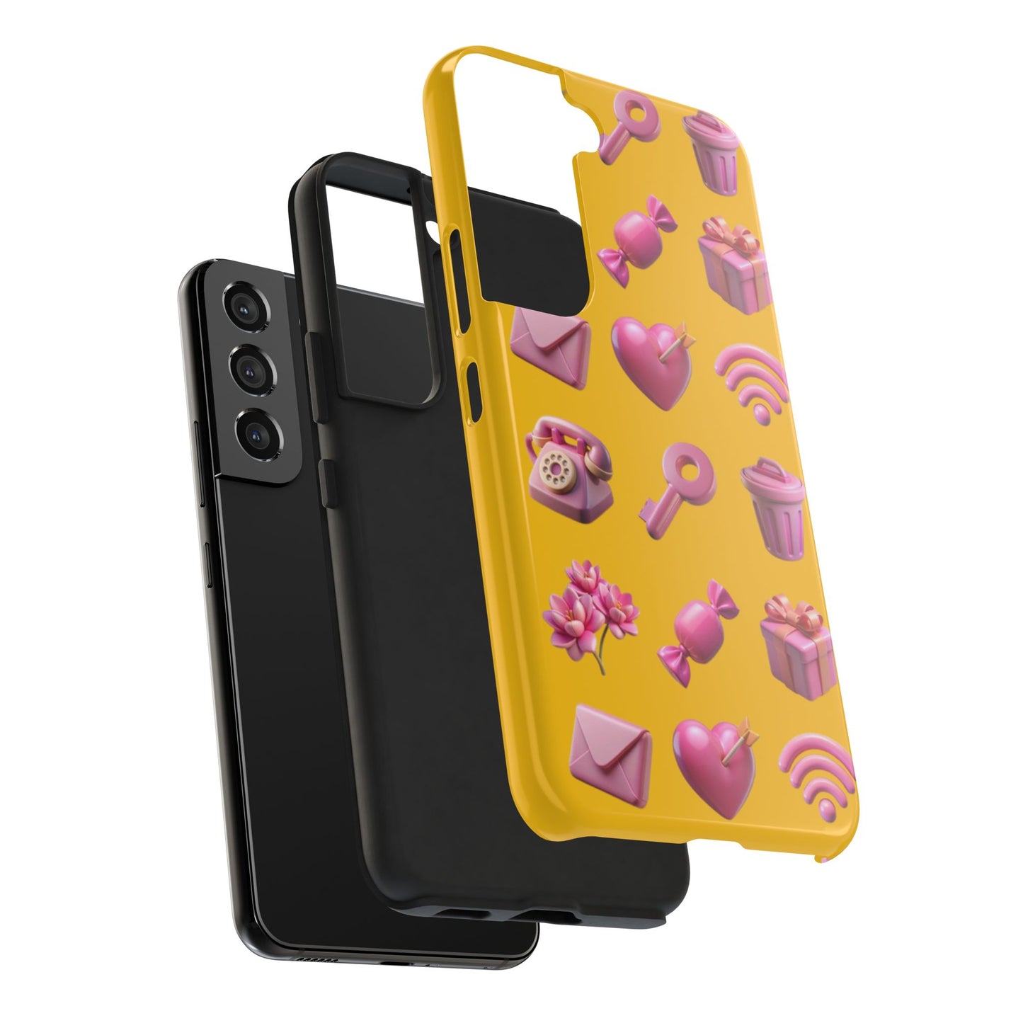 Cute and Colorful Tough Phone Case - Pink Emojis Design