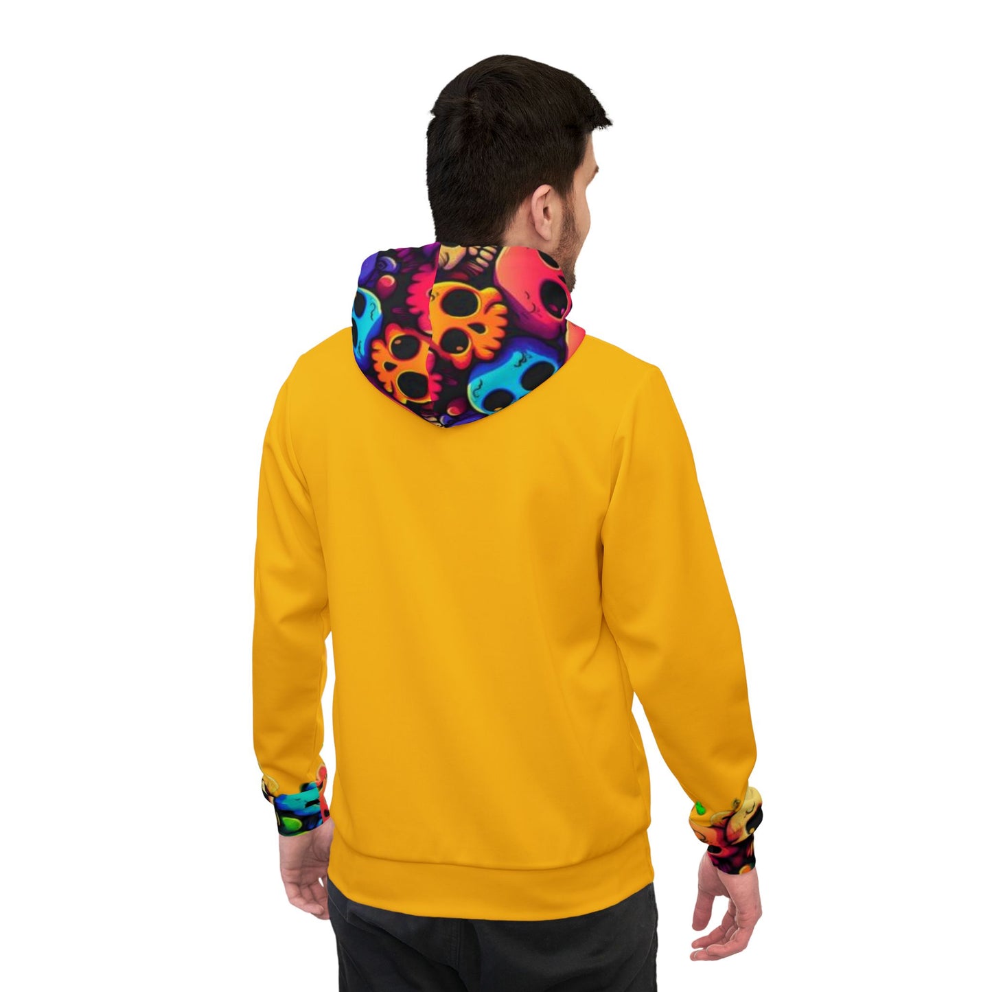 💀 Yellow Hoodie – Vibrant Colorful Skulls Design with Kangaroo Pocket | Men & Women Streetwear