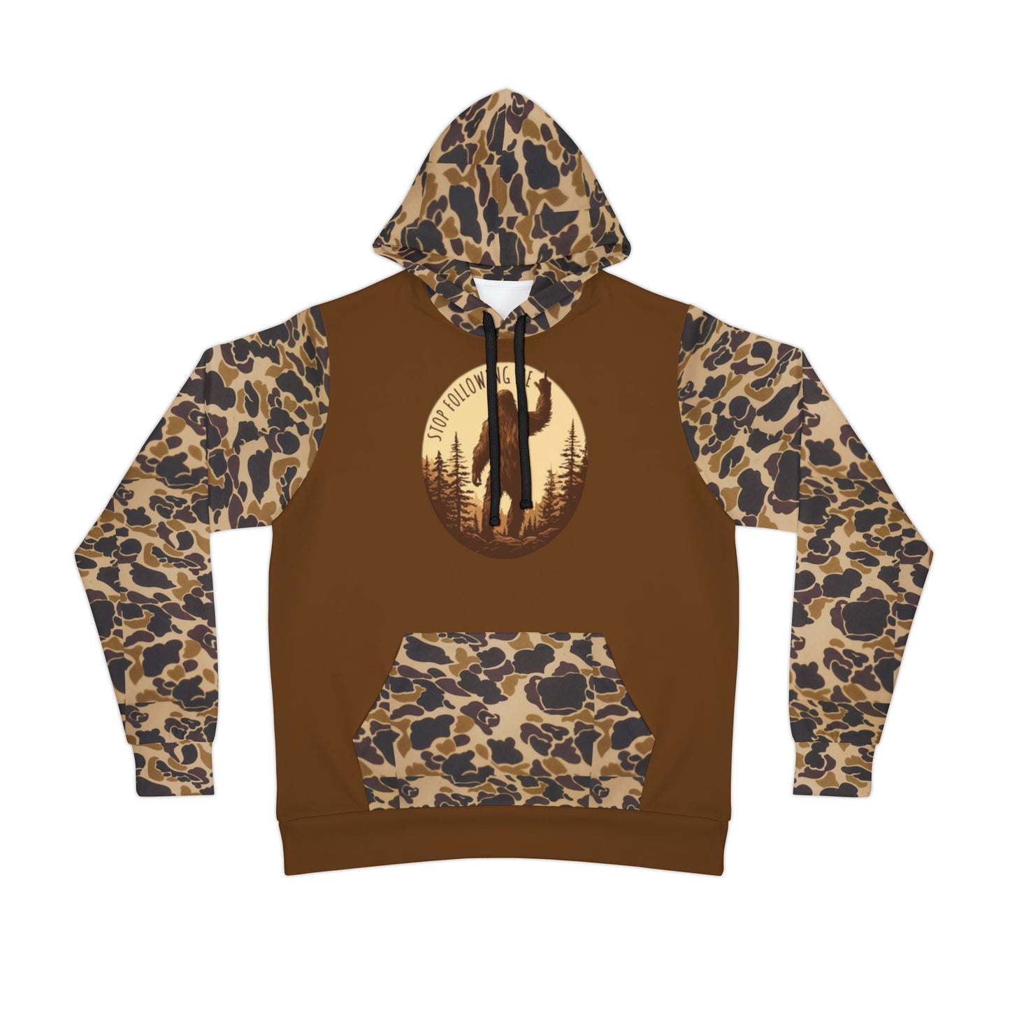 π² Brown Camo Print Hoodie β Outdoor Adventure Wear for Bigfoot Fans