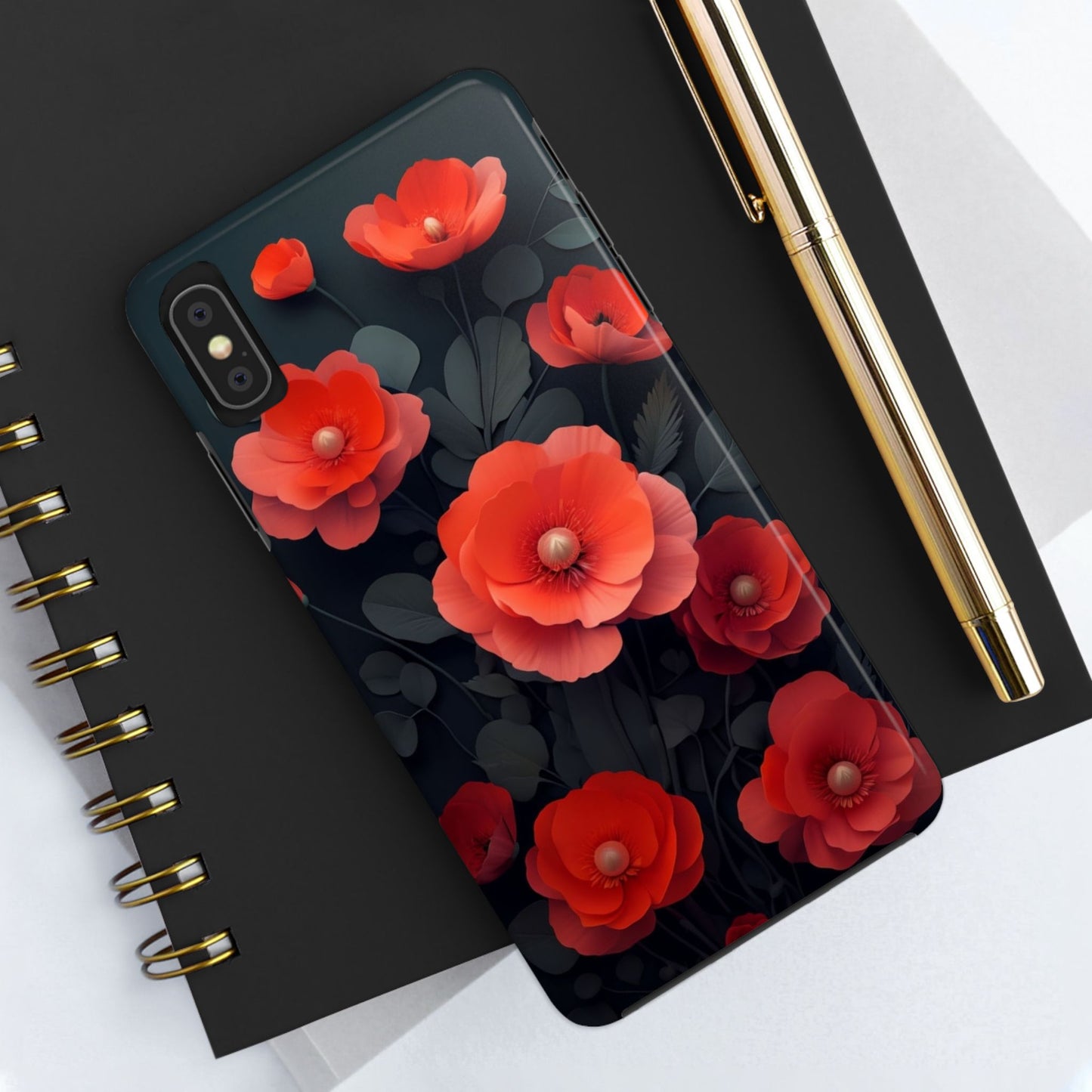 Vibrant Floral Tough Phone Case - Durable Protection with Gorgeous Red Poppies for iPhones & Androids πΊπ±