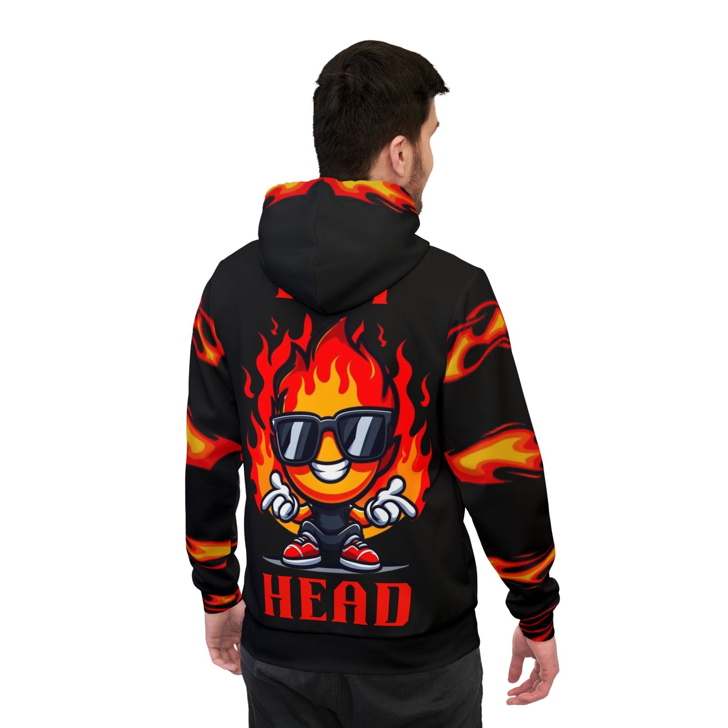 🔥 Red Flame Graphic Black Hoodie – Bold "Hot Head" Streetwear Design