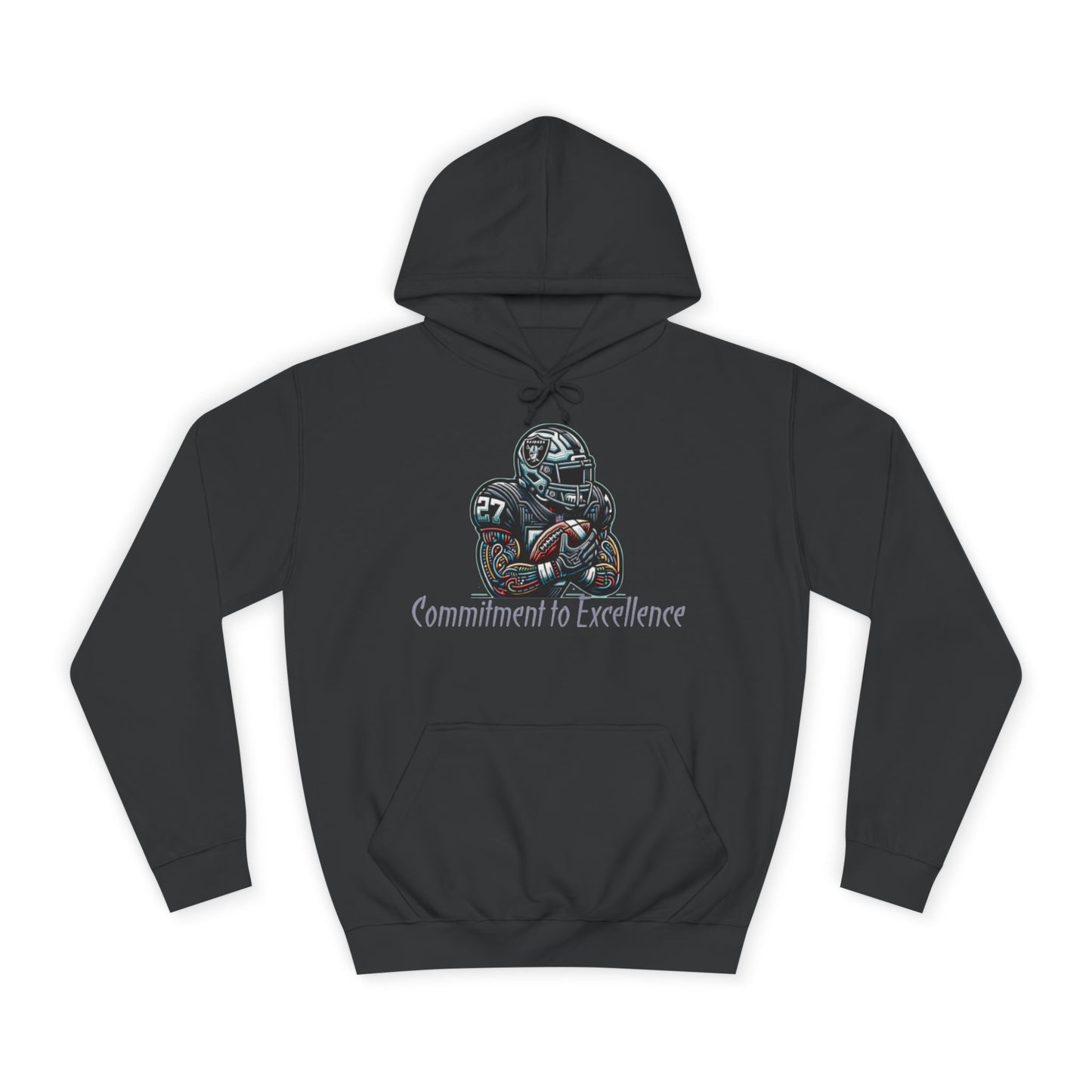 Jet Black NFL Men’s Hoodie – "Commitment to Excellence" Game Day Football Sweatshirt with Drawstrings & Kangaroo Pocket