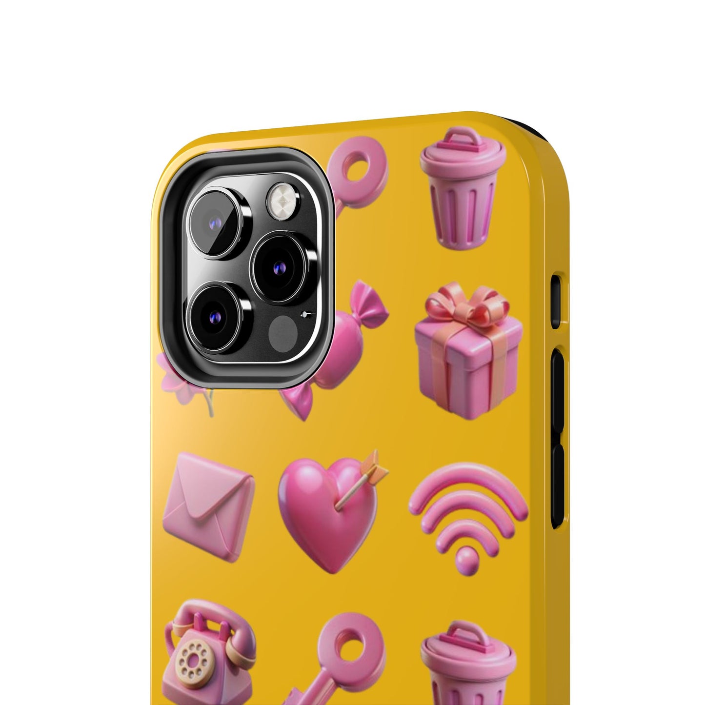Cute and Colorful Tough Phone Case - Pink Emojis Design