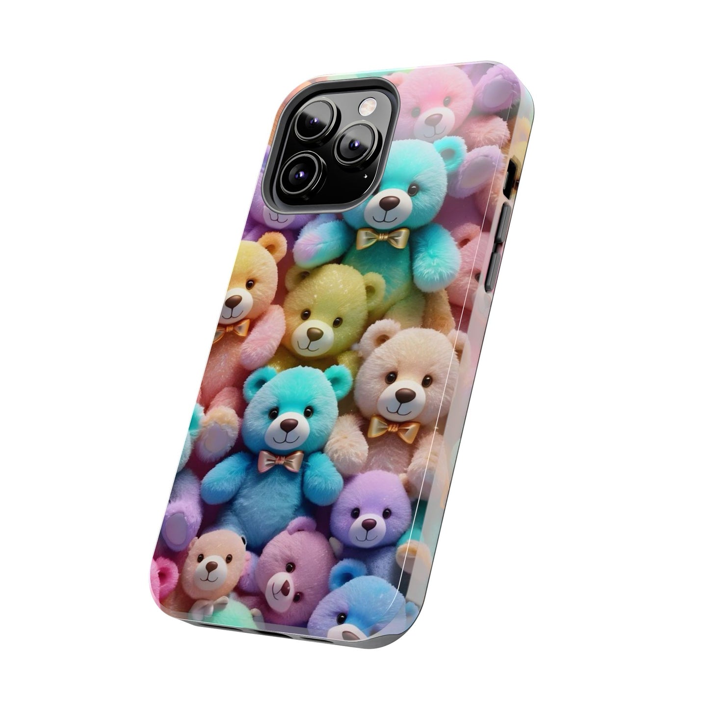 "Cute Teddy Bear Tough Phone Case – Colorful Plush-Inspired Protective Cover for iPhone & Android"