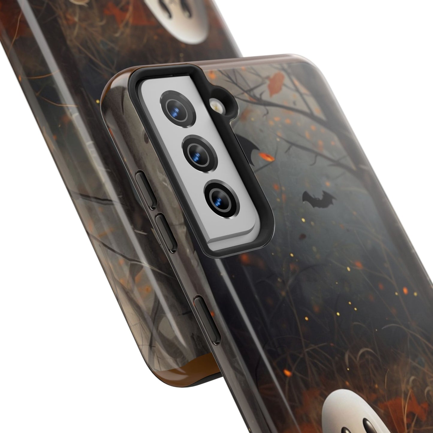 Spooky Halloween Phone Case - Tough Protective Cover with Ghost and Pumpkin Design