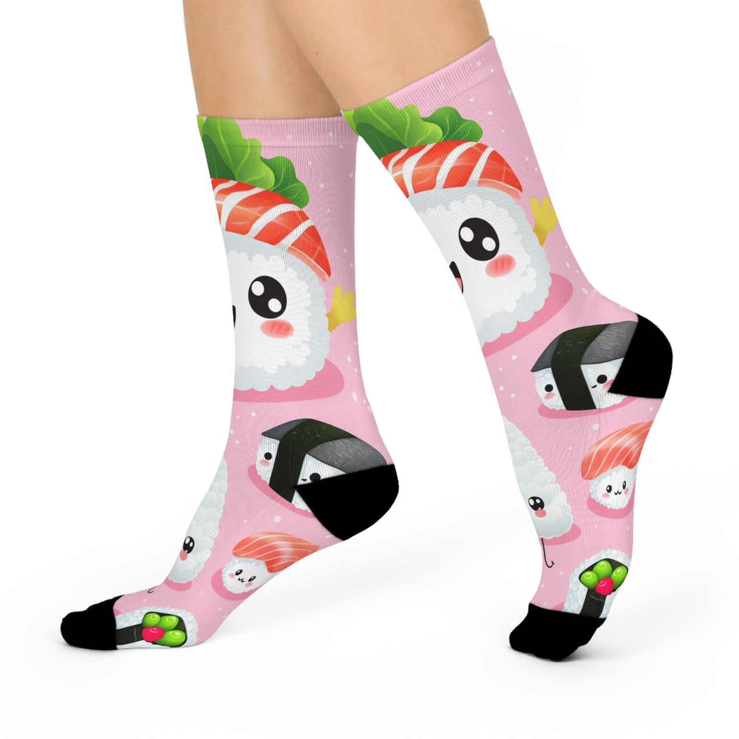 Cushioned Crew Socks- Cute Sushi Characters