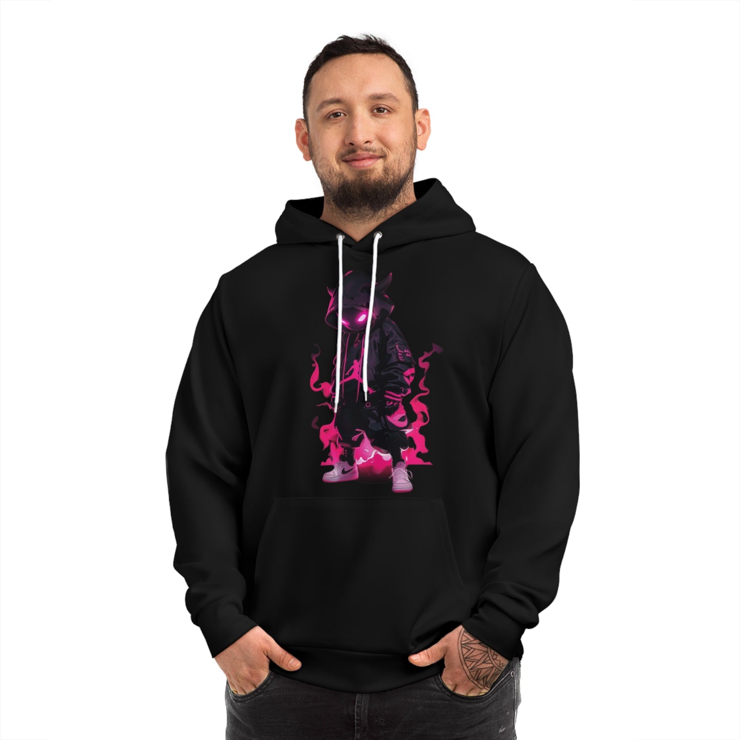 Eclipse Night Black Hoodie for Men & Women – Faceless Flame Phantom Streetwear Design