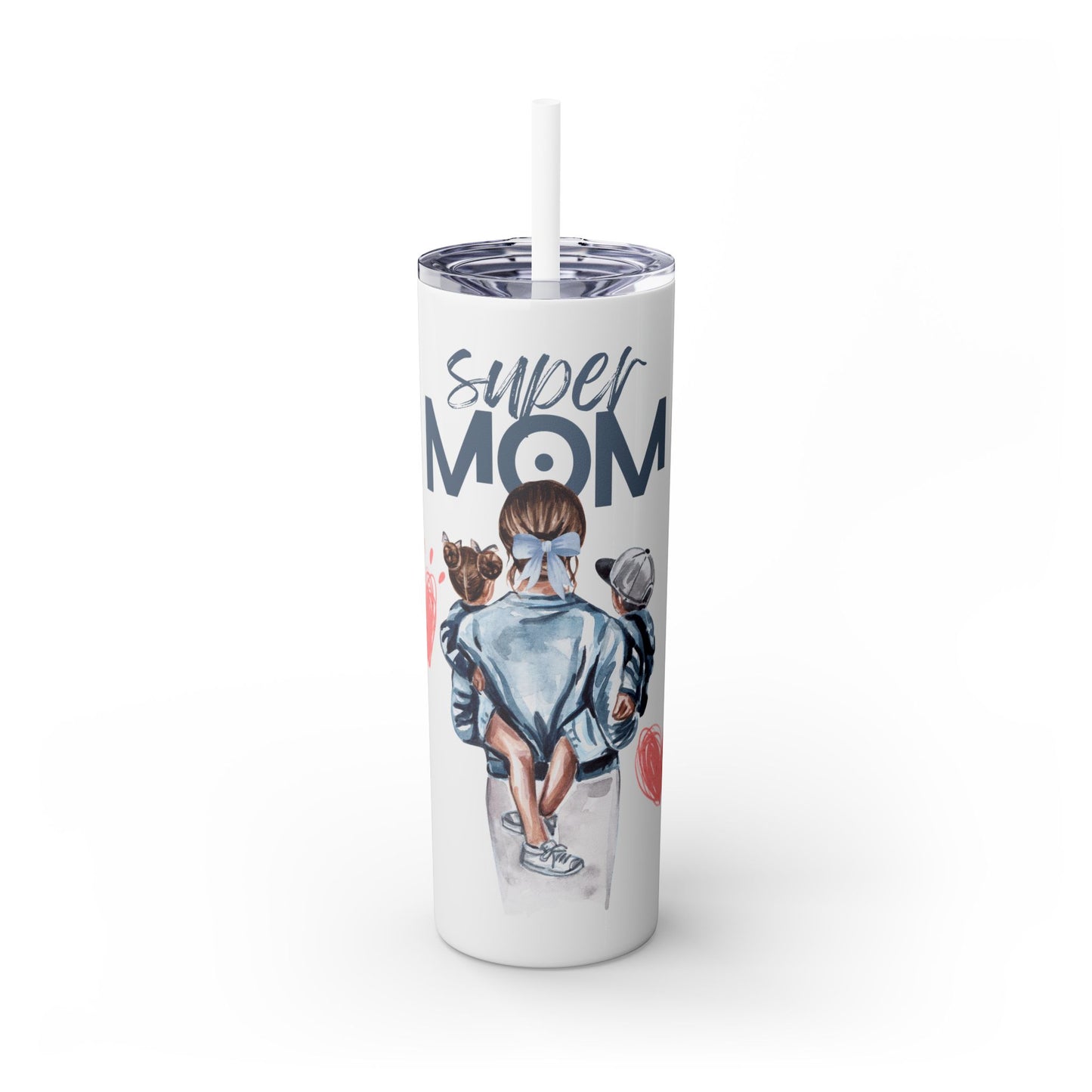 Super Mom 20oz Skinny Tumbler with Straw - Perfect Gift for Mothers 💪💖