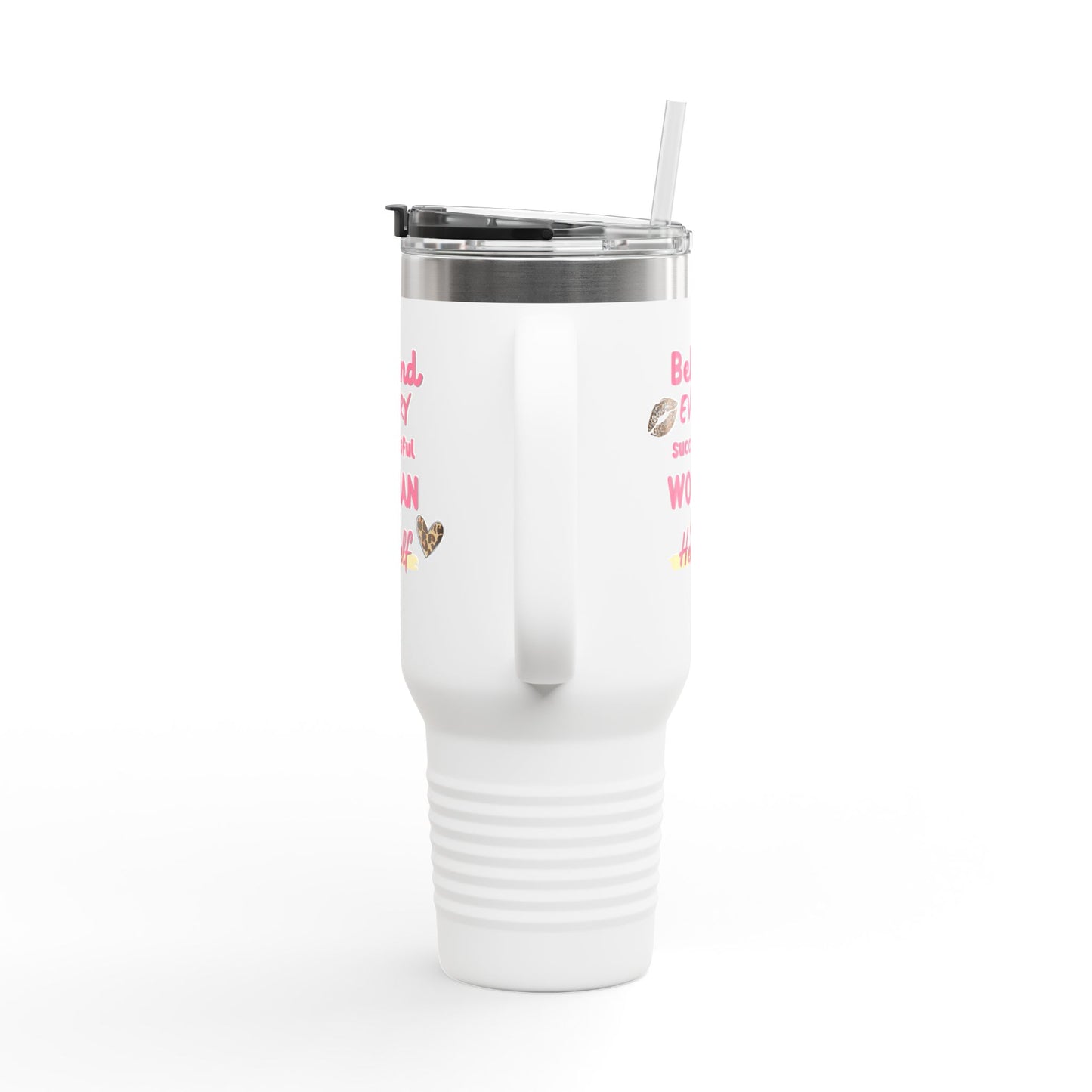 ✨ Inspirational 40oz Insulated Mug with Straw – "Behind Every Successful Woman is Herself"