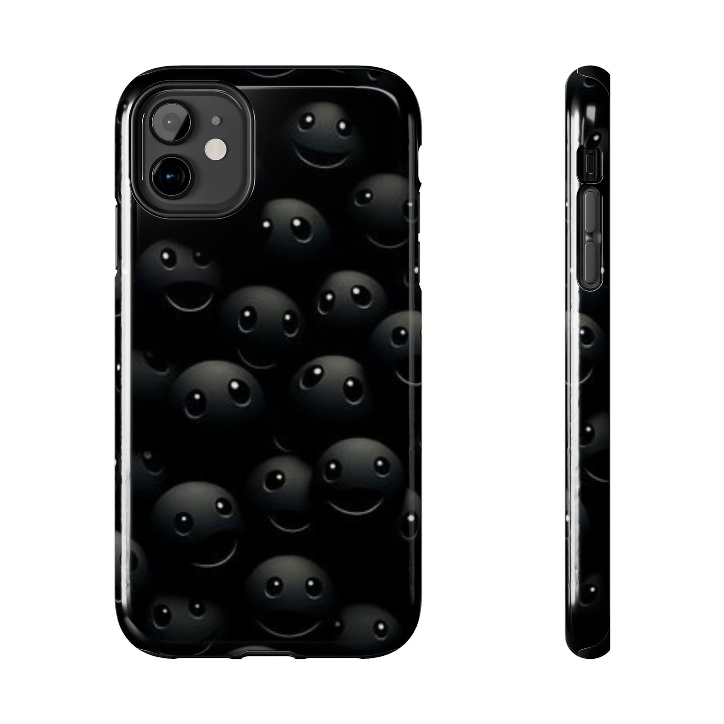 😊 Cute Smiley Face Black Tough Phone Case – Fun & Durable Protection for iPhone & Android