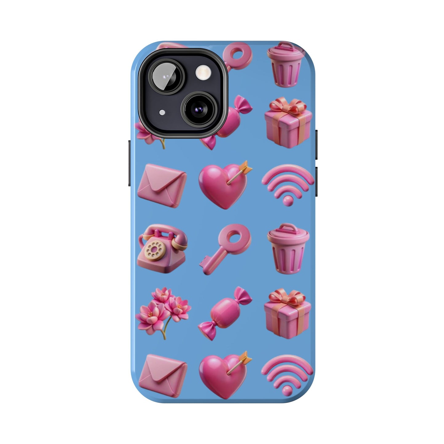 Cute and Colorful Tough Phone Case - Pink Emojis Design
