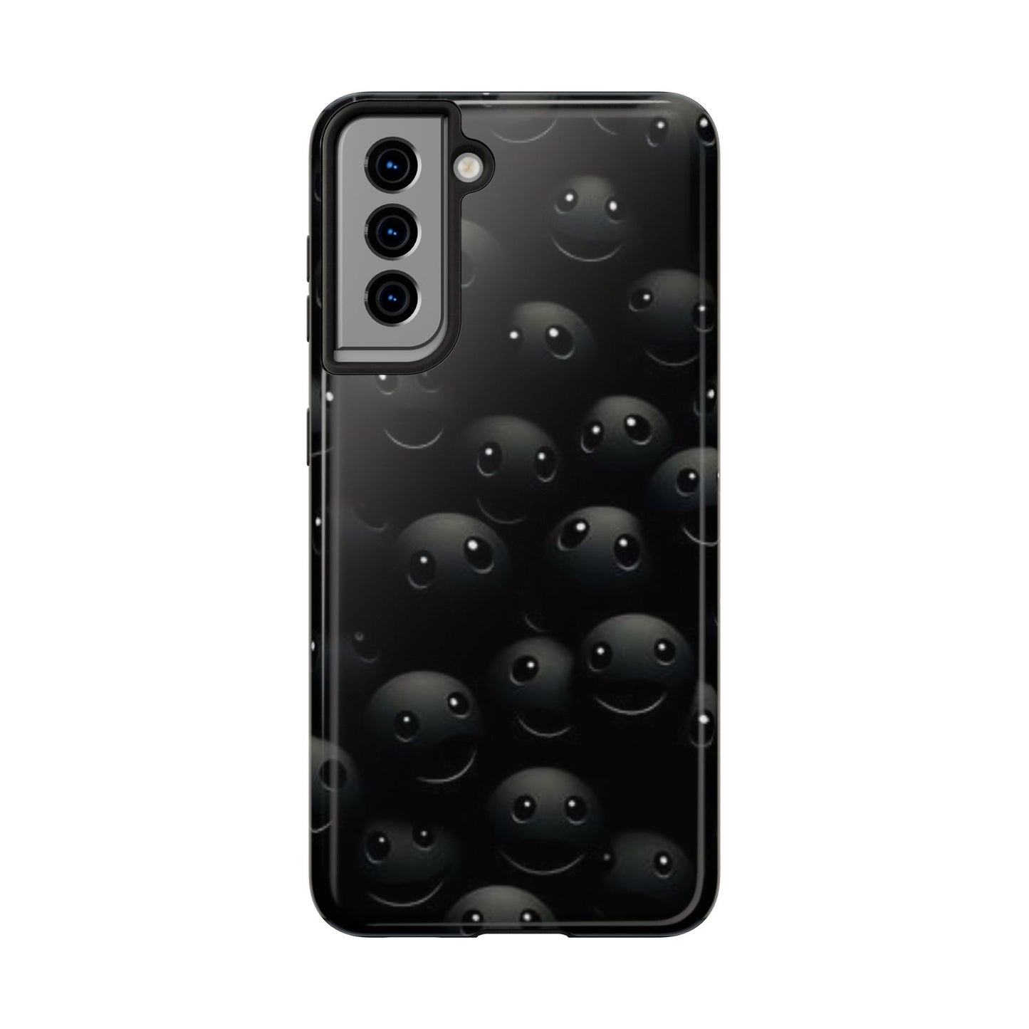 😊 Cute Smiley Face Black Tough Phone Case – Fun & Durable Protection for iPhone & Android